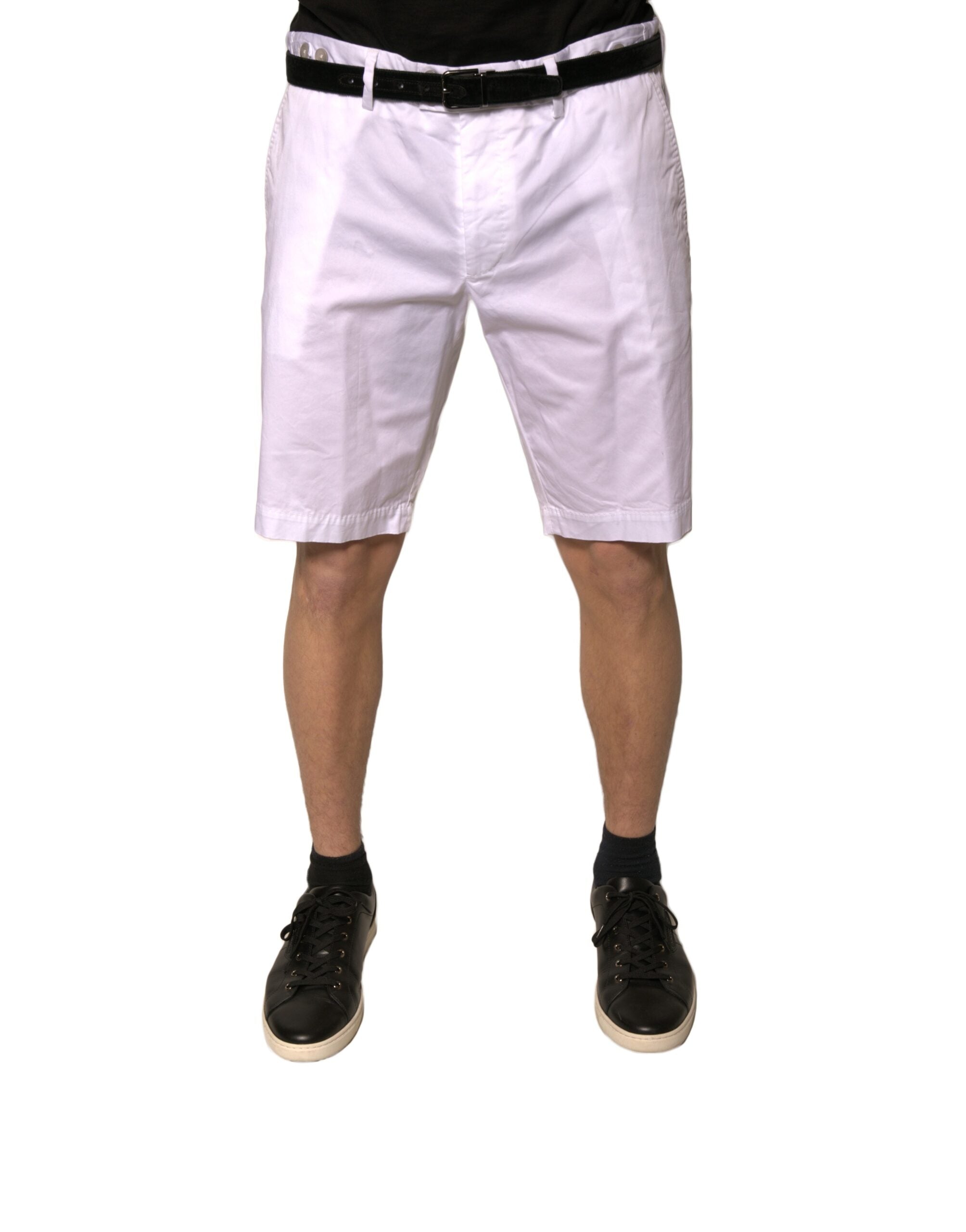 Pantalones cortos casuales de algodón elástico blancos Dolce & Gabbana-2