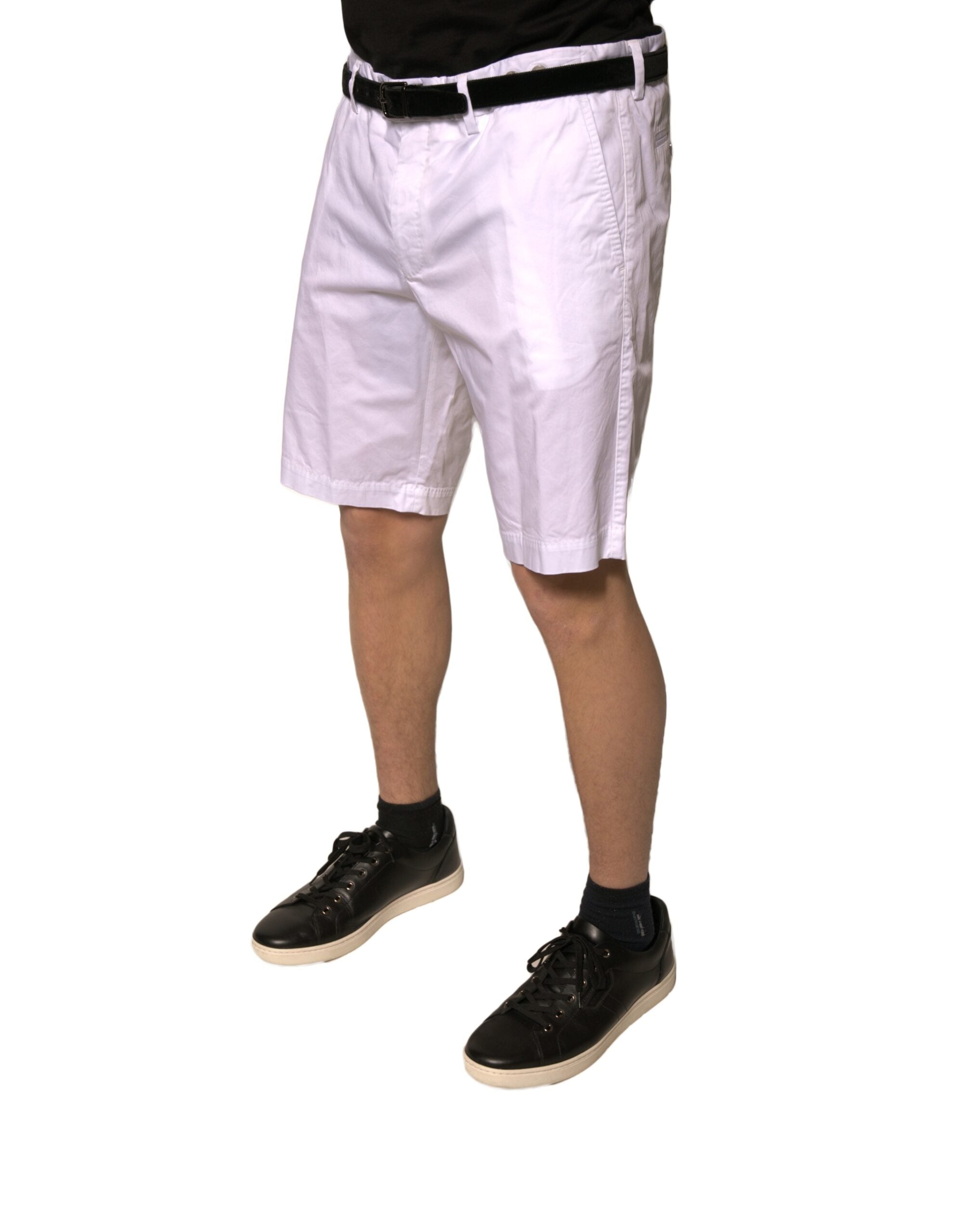 Pantalones cortos casuales de algodón elástico blancos Dolce & Gabbana-3