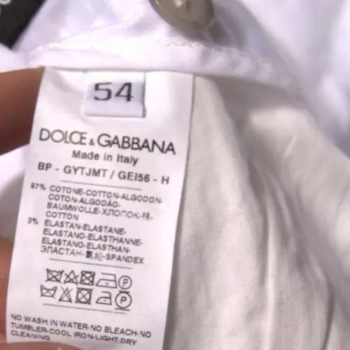 Pantalones cortos casuales de algodón elástico blancos Dolce & Gabbana-5