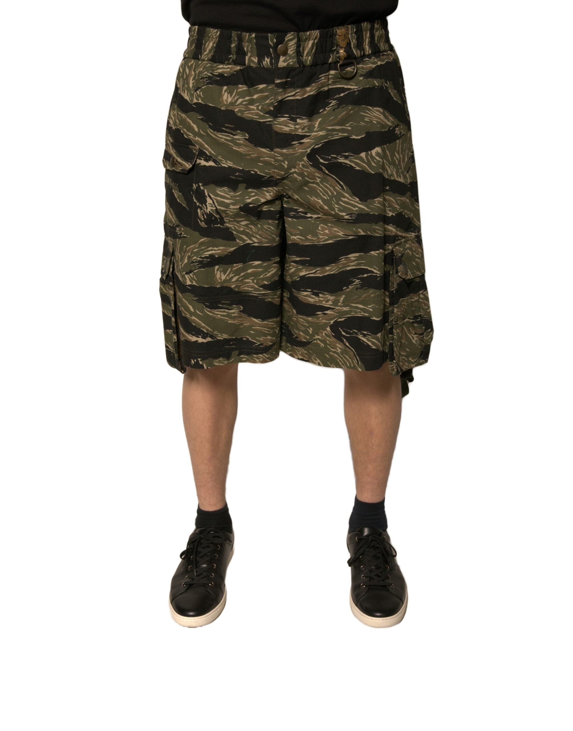 Dolce & Gabbana cotton Bermuda shorts with black and gold pattern-2