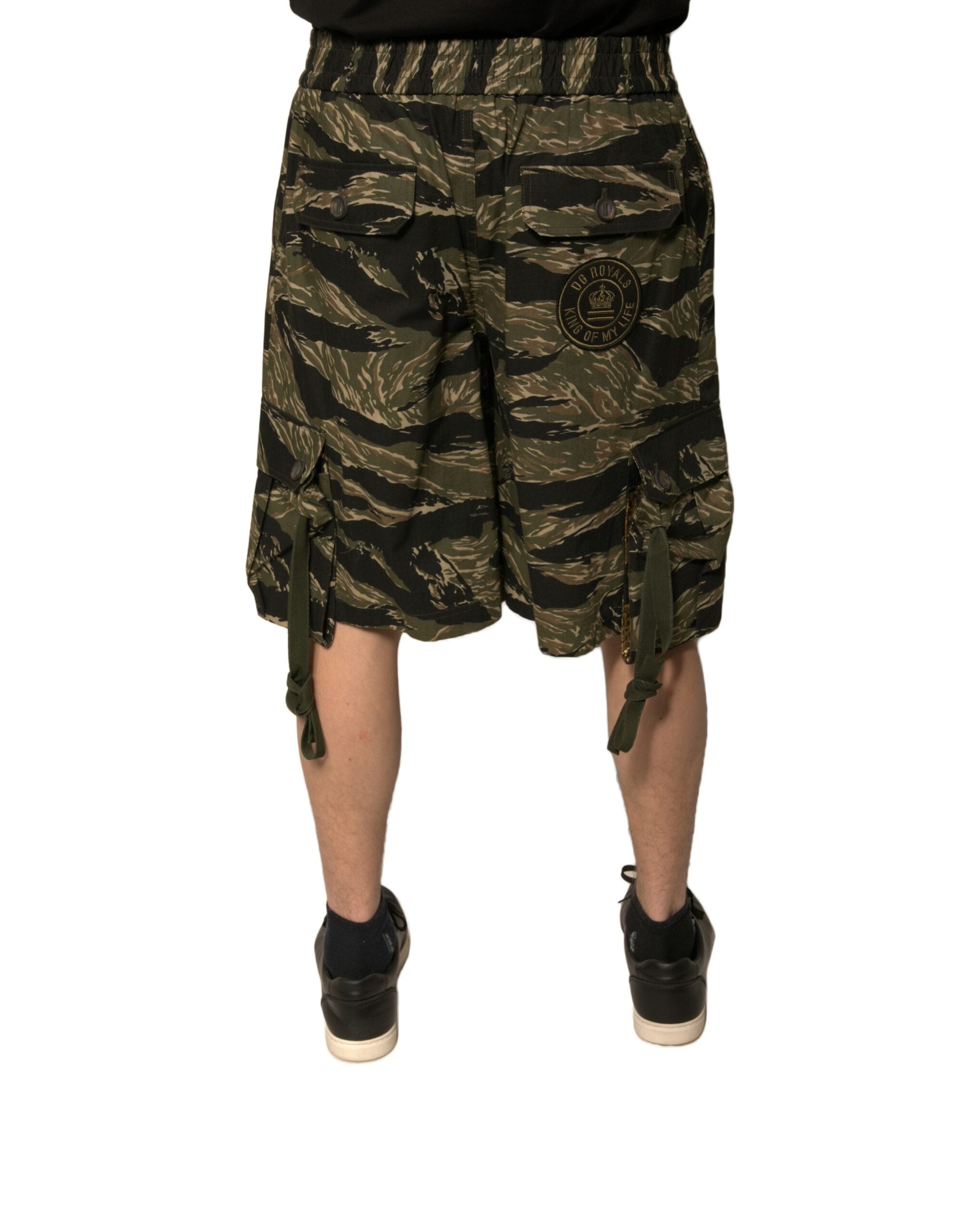 Dolce & Gabbana cotton Bermuda shorts with black and gold pattern-4