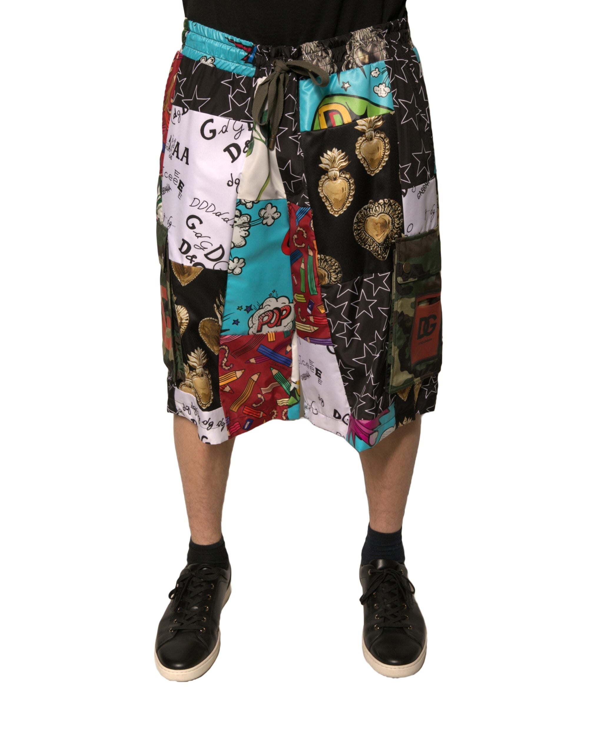 Dolce & Gabbana Multicolored Patchwork Cargo Bermuda Shorts-2