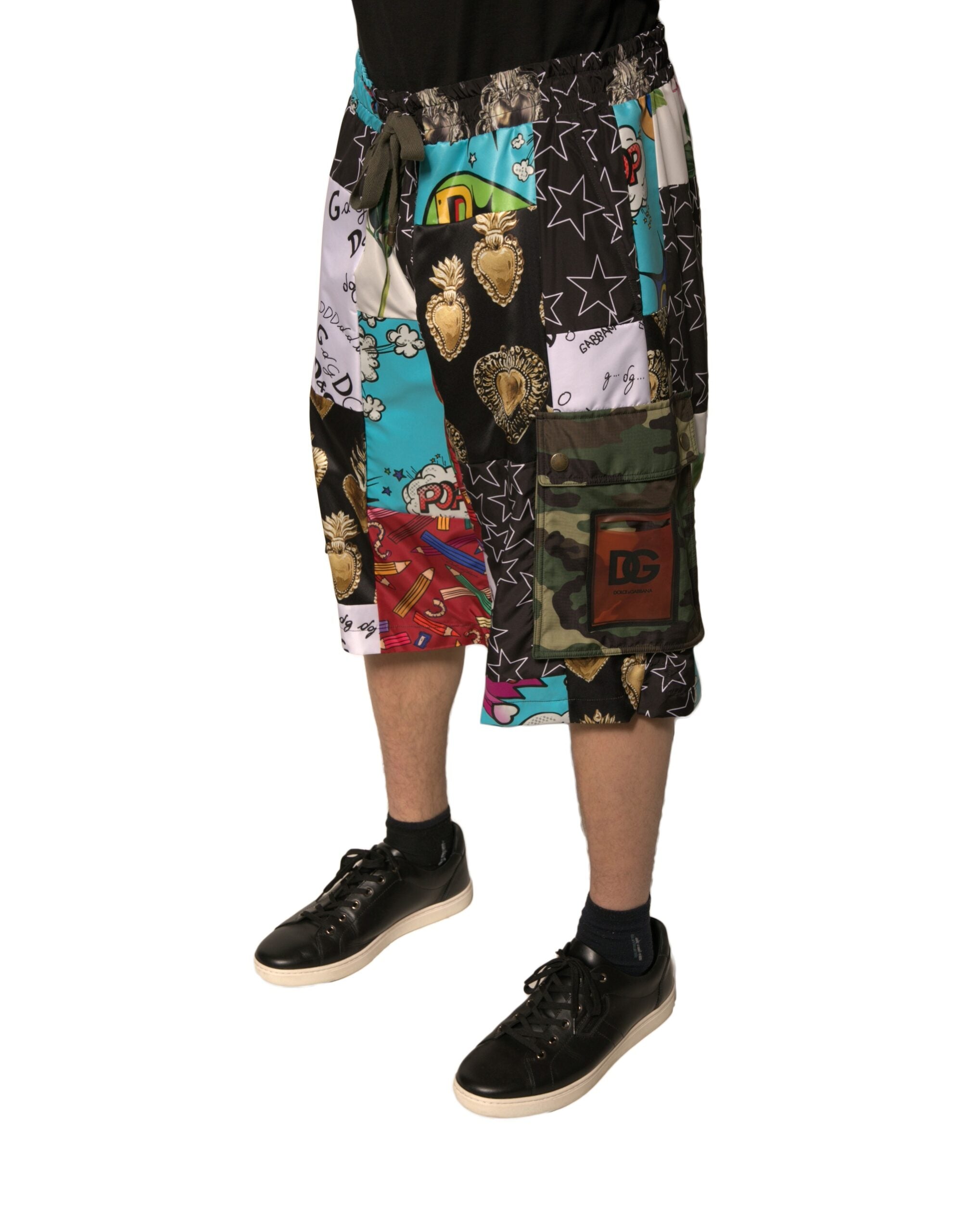 Dolce & Gabbana Multicolored Patchwork Cargo Bermuda Shorts-3