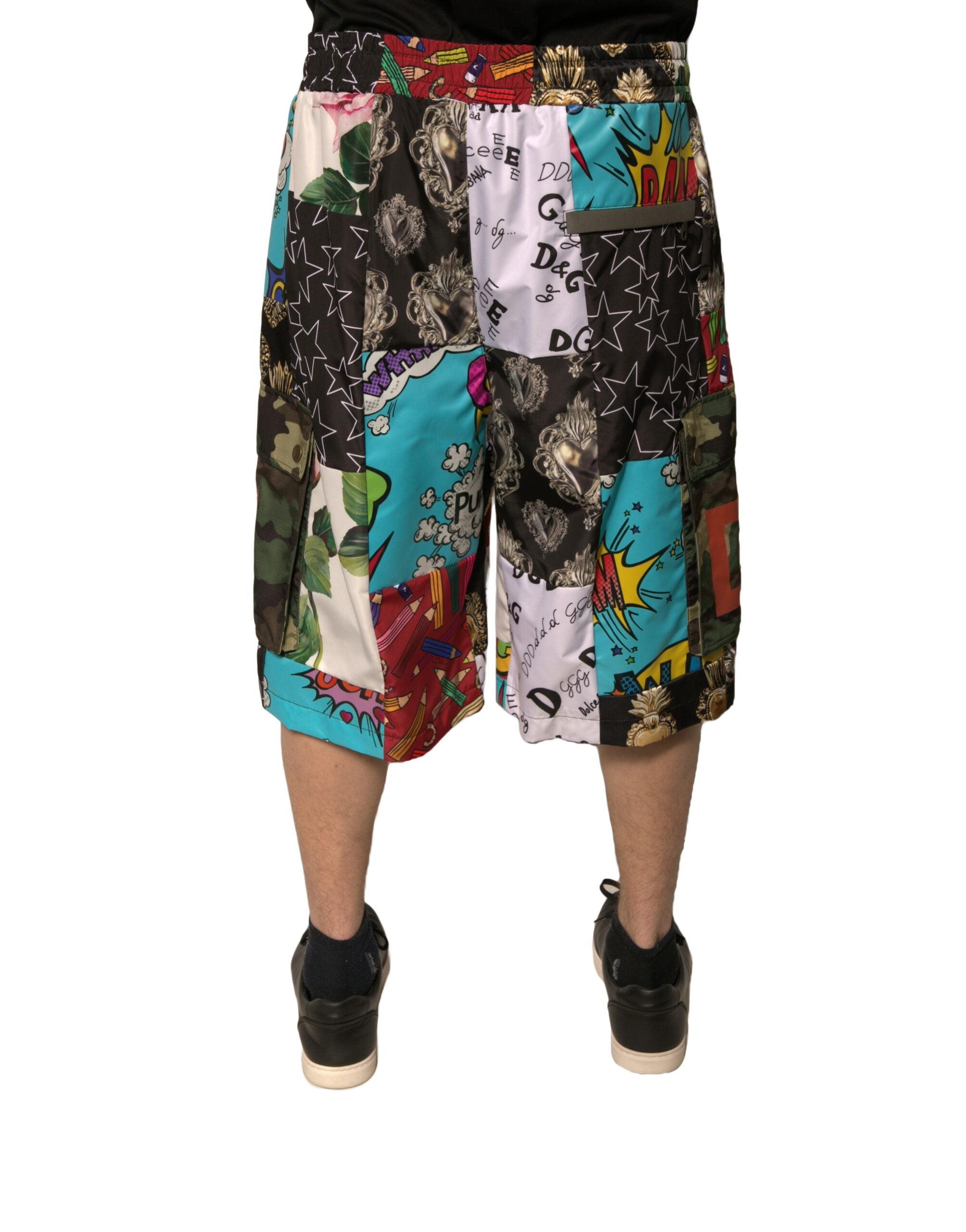 Dolce & Gabbana Multicolored Patchwork Cargo Bermuda Shorts-4