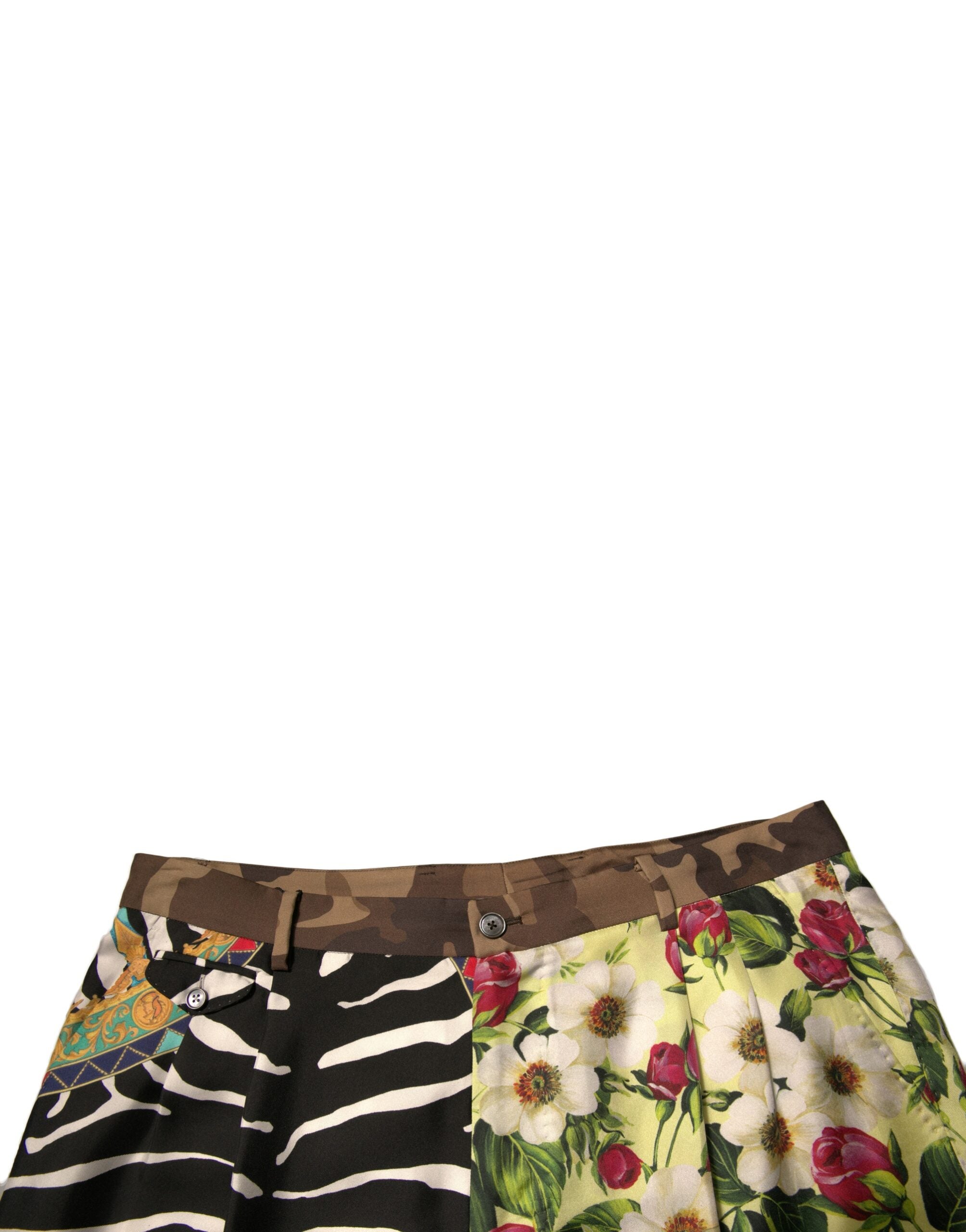 Dolce & Gabbana Multicolor Patchwork Seide Männer Chino Shorts-5
