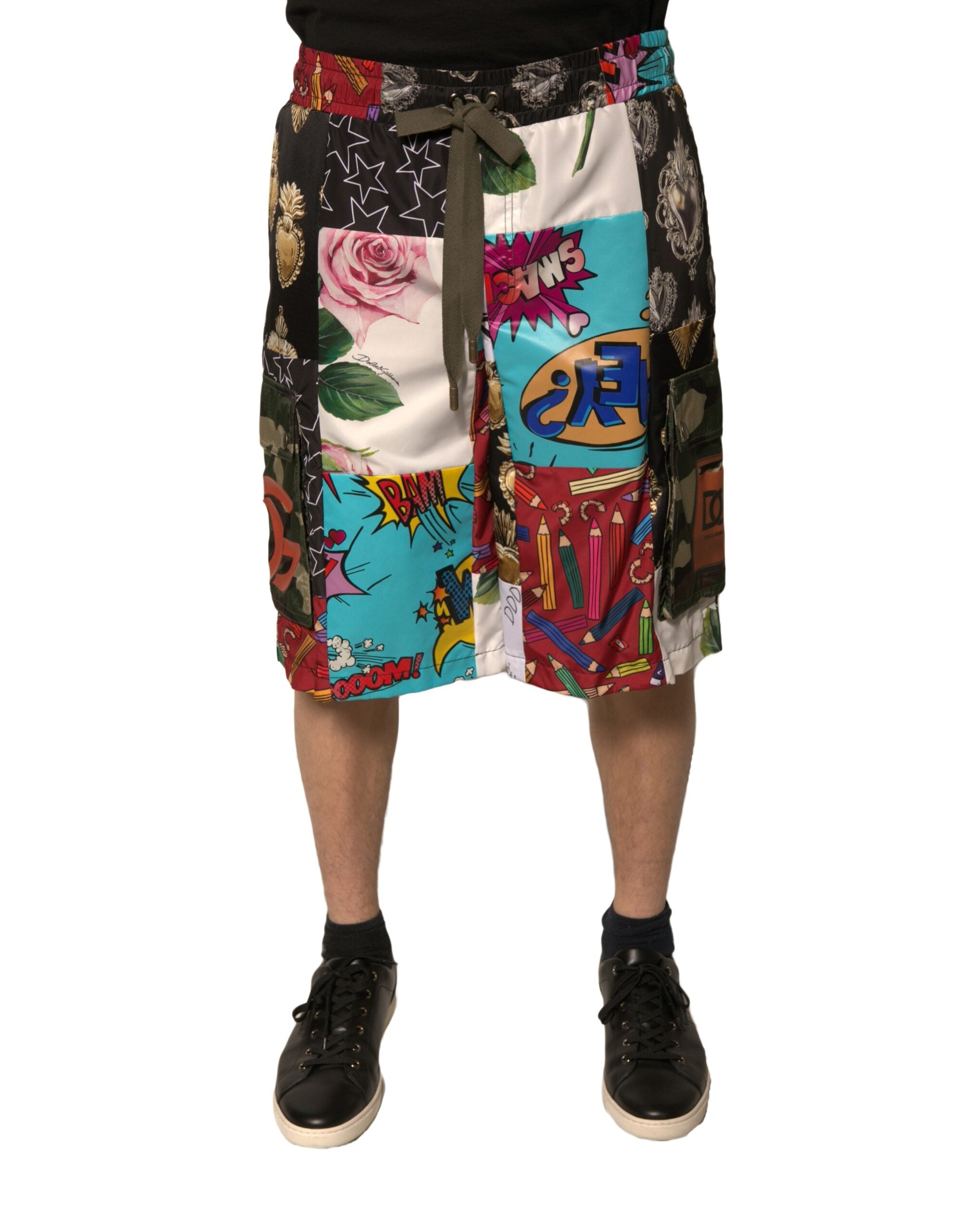 Dolce & Gabbana Multicolored Patchwork Cargo Bermuda Shorts-1