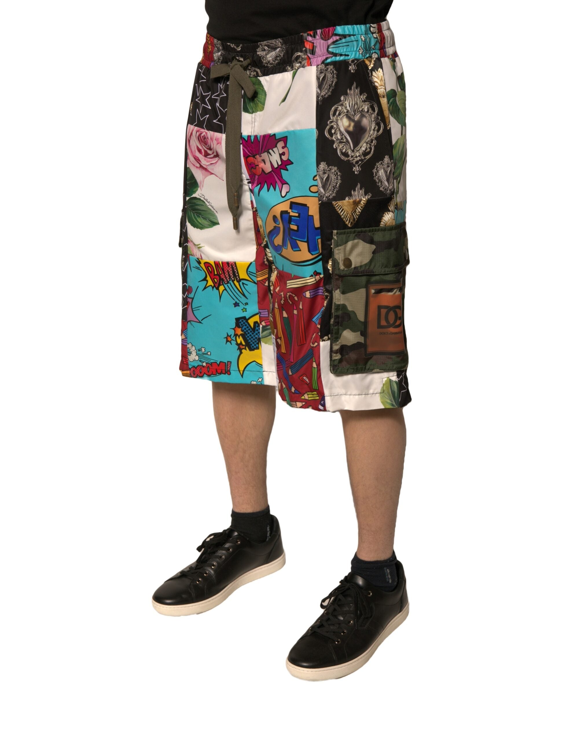 Dolce & Gabbana Multicolored Patchwork Cargo Bermuda Shorts-3