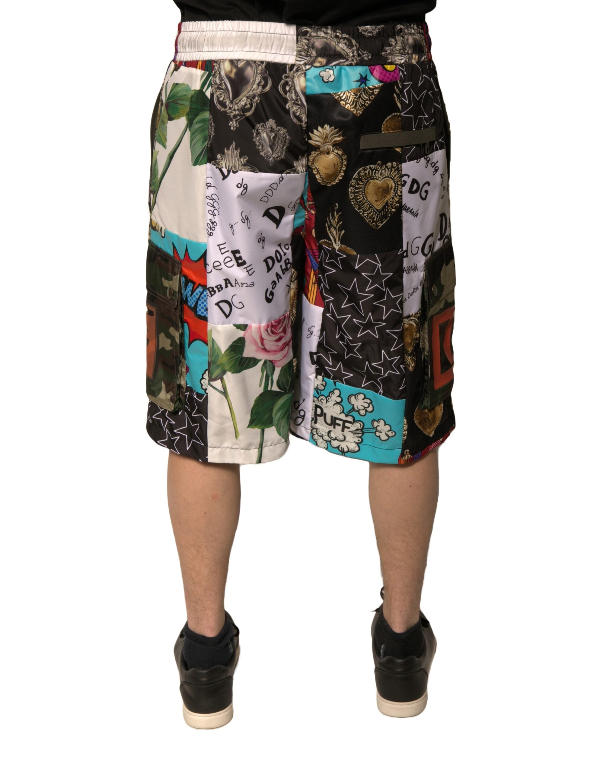 Dolce & Gabbana Multicolored Patchwork Cargo Bermuda Shorts-4