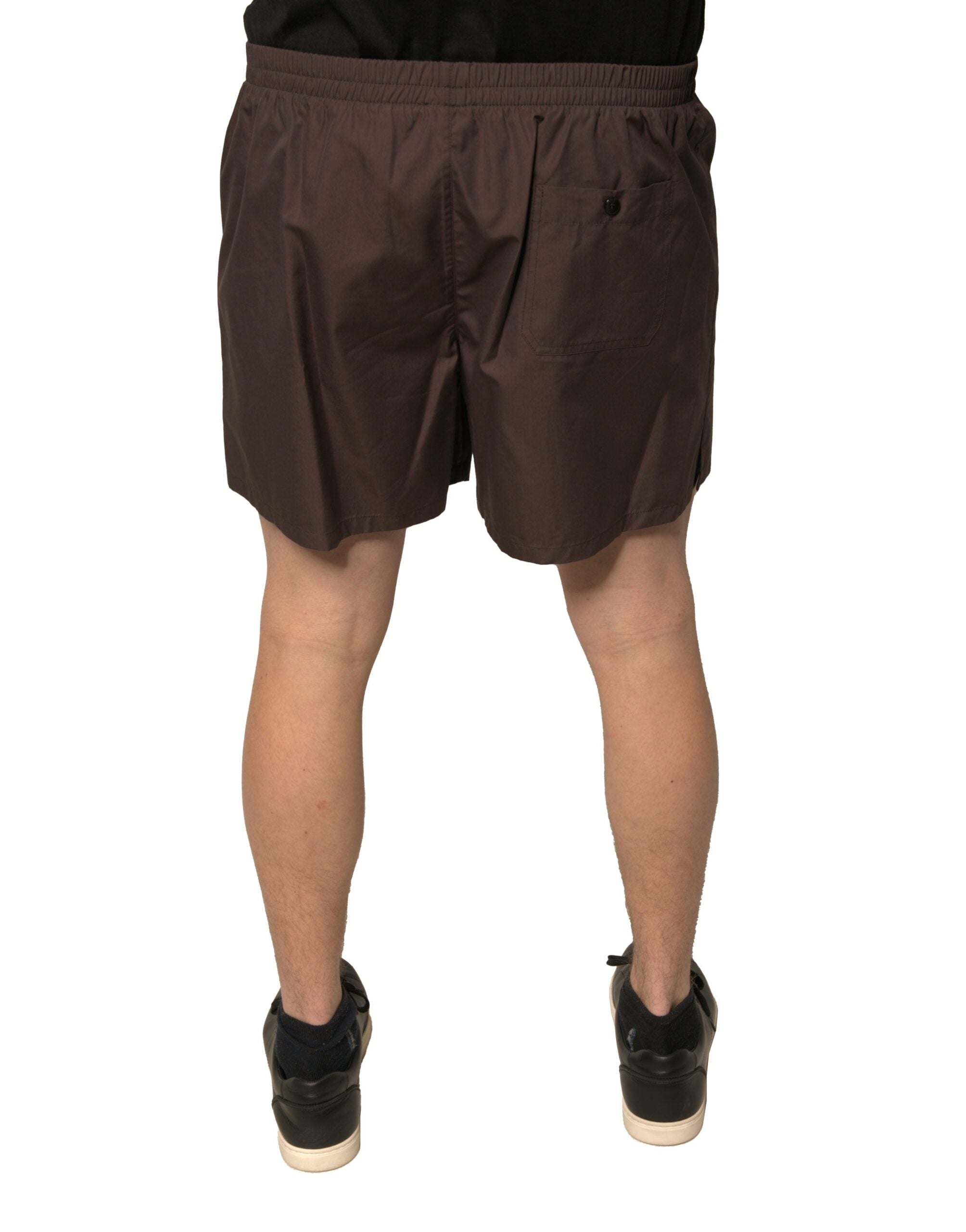 Shorts de cintura media para hombre de mezcla de algodón marrón de Dolce & Gabbana-4