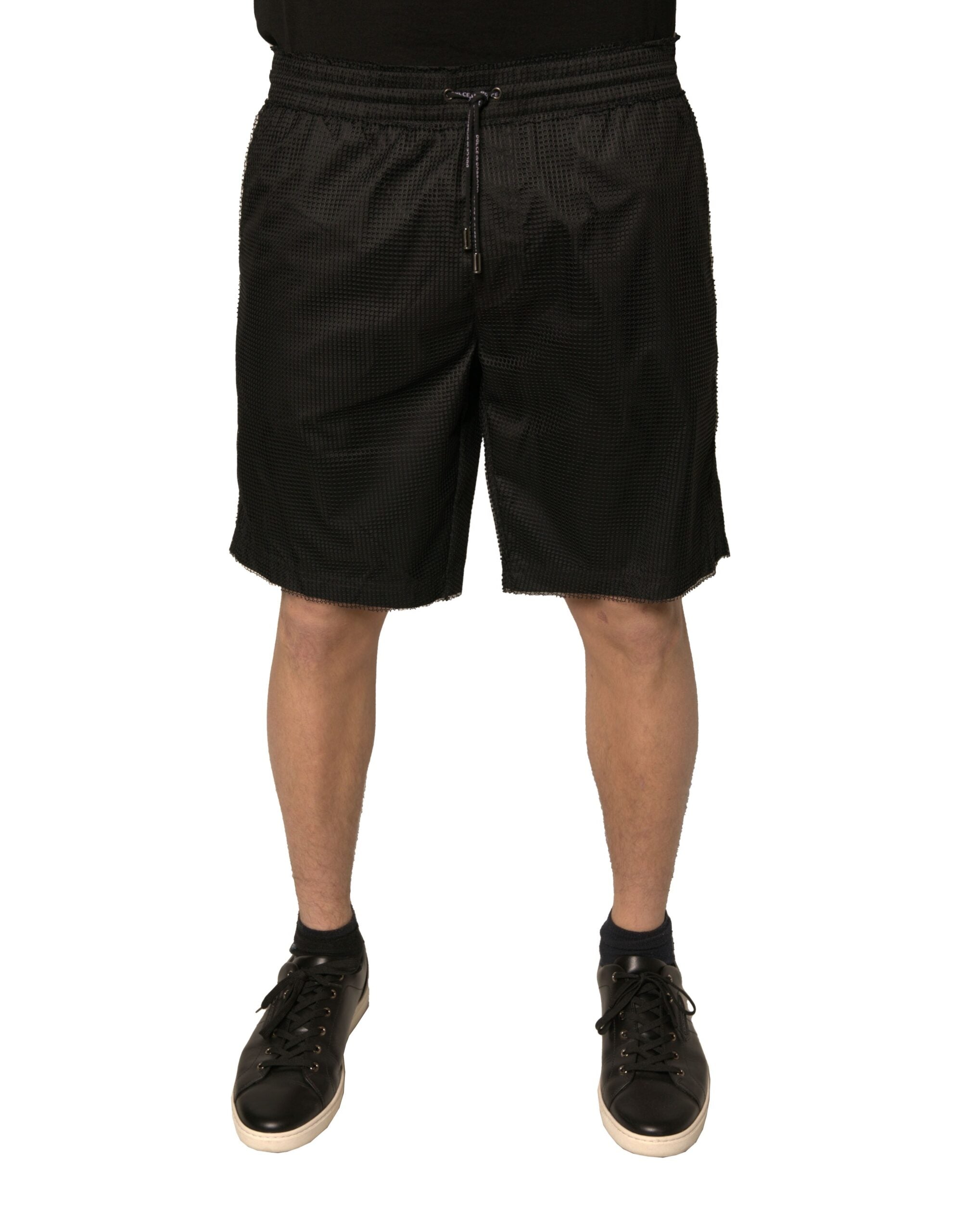 Dolce & Gabbana Black Polyester Jersey Mid-Waist Shorts-2