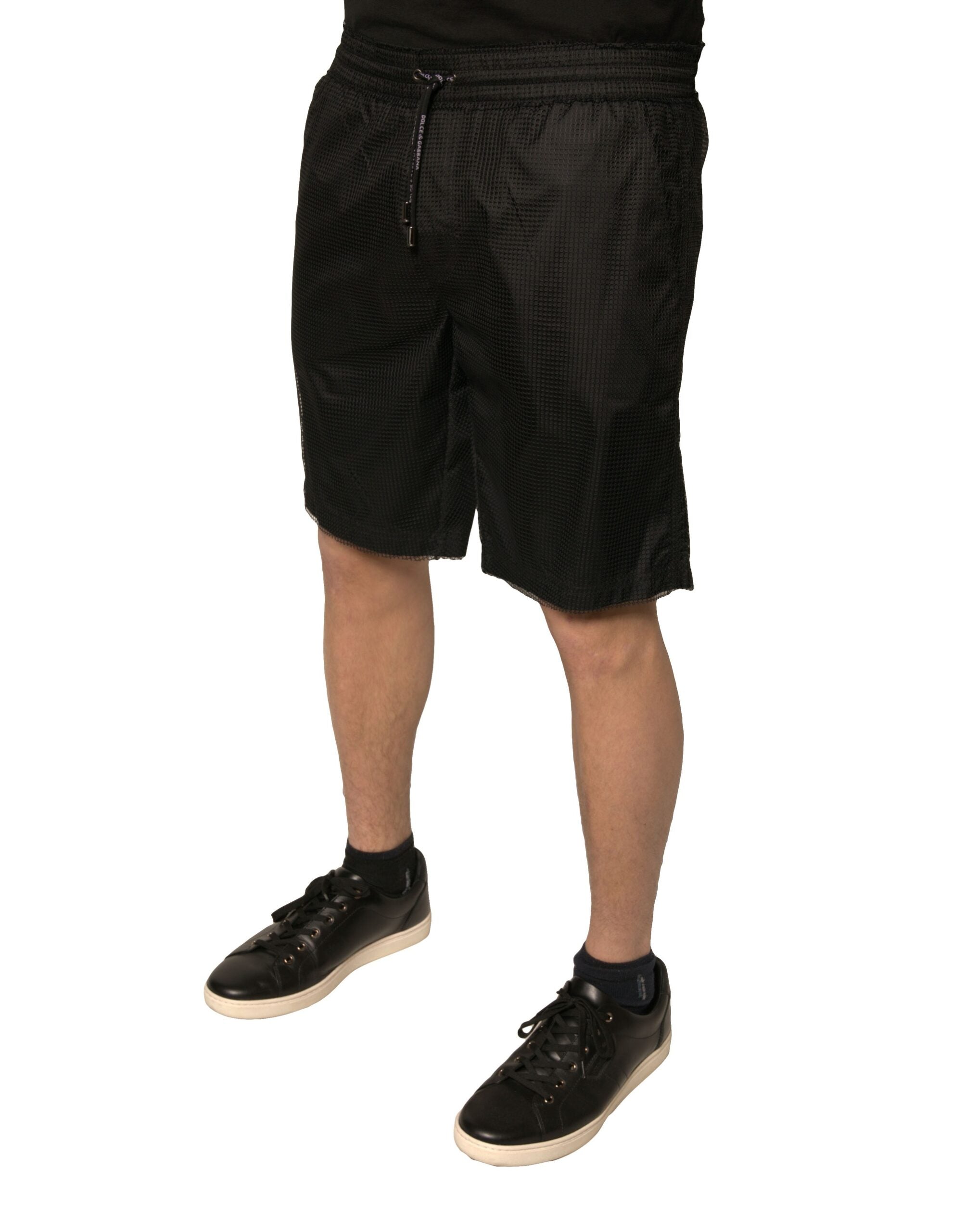 Dolce & Gabbana Black Polyester Jersey Mid-Waist Shorts-3