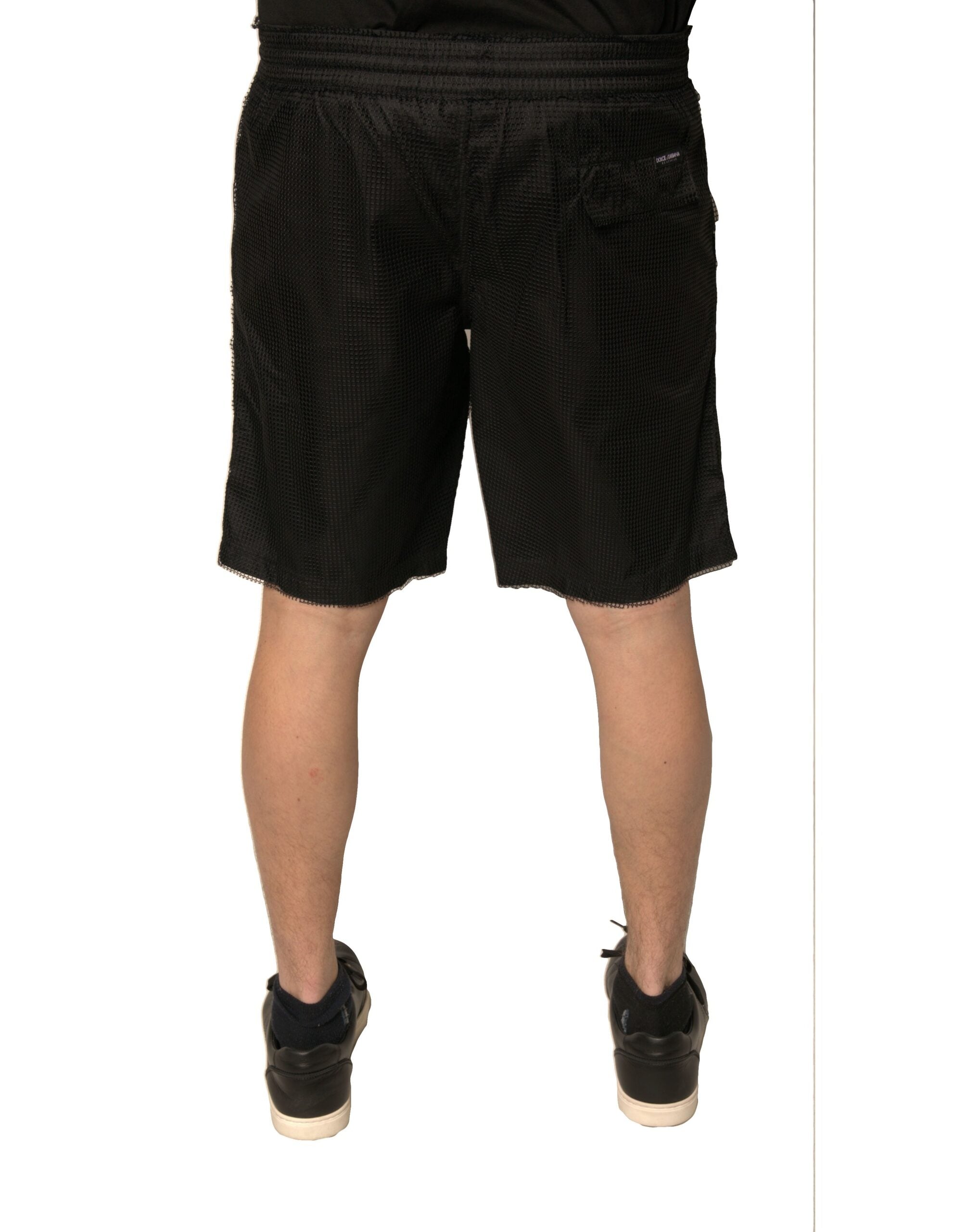 Dolce & Gabbana Black Polyester Jersey Mid-Waist Shorts-4