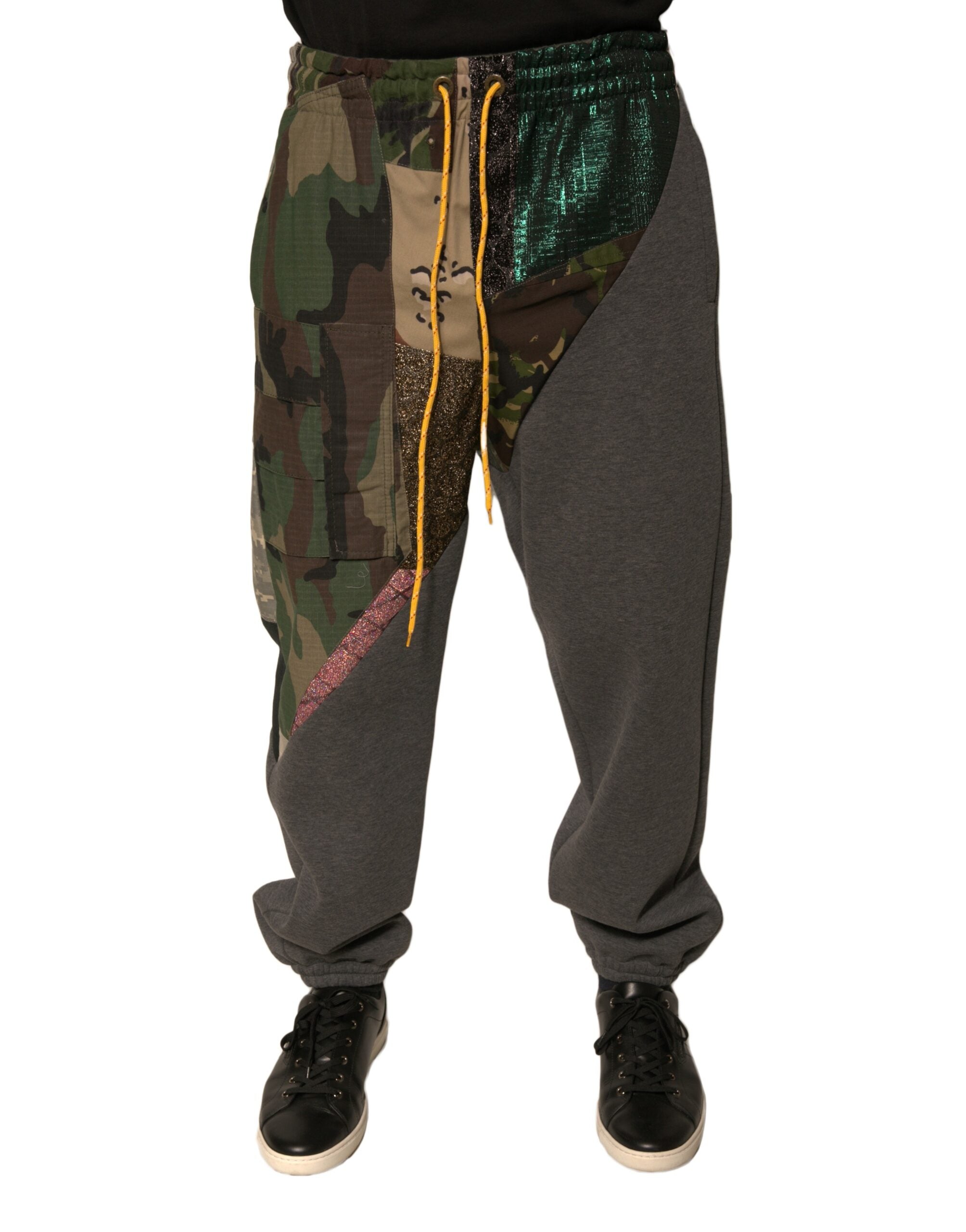 Dolce & Gabbana Multicolor Patchwork Cotton Jogger Sweatpants Pants-1
