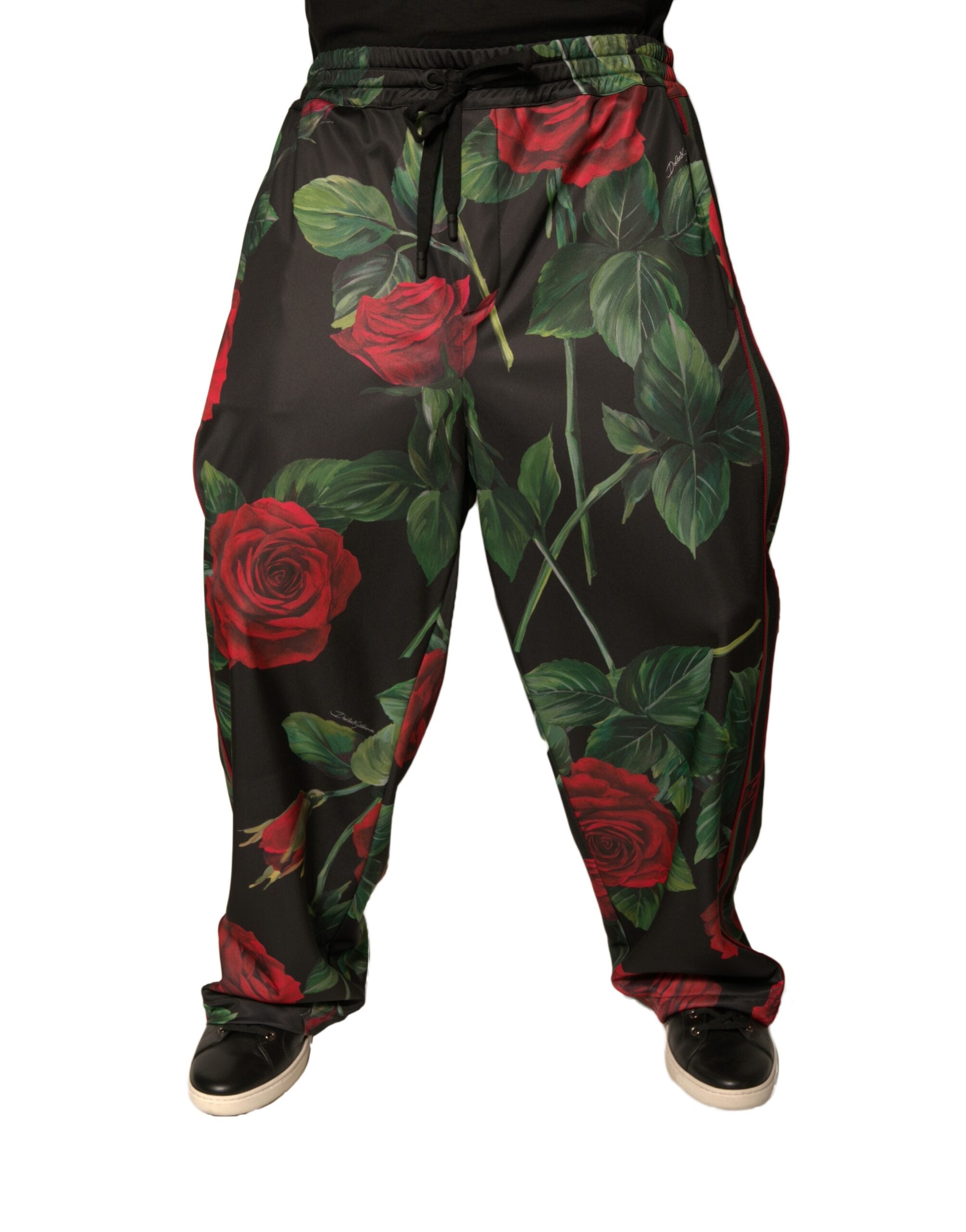 Dolce & Gabbana Black Floral Polyester Jogger Sweatpants Trousers-2