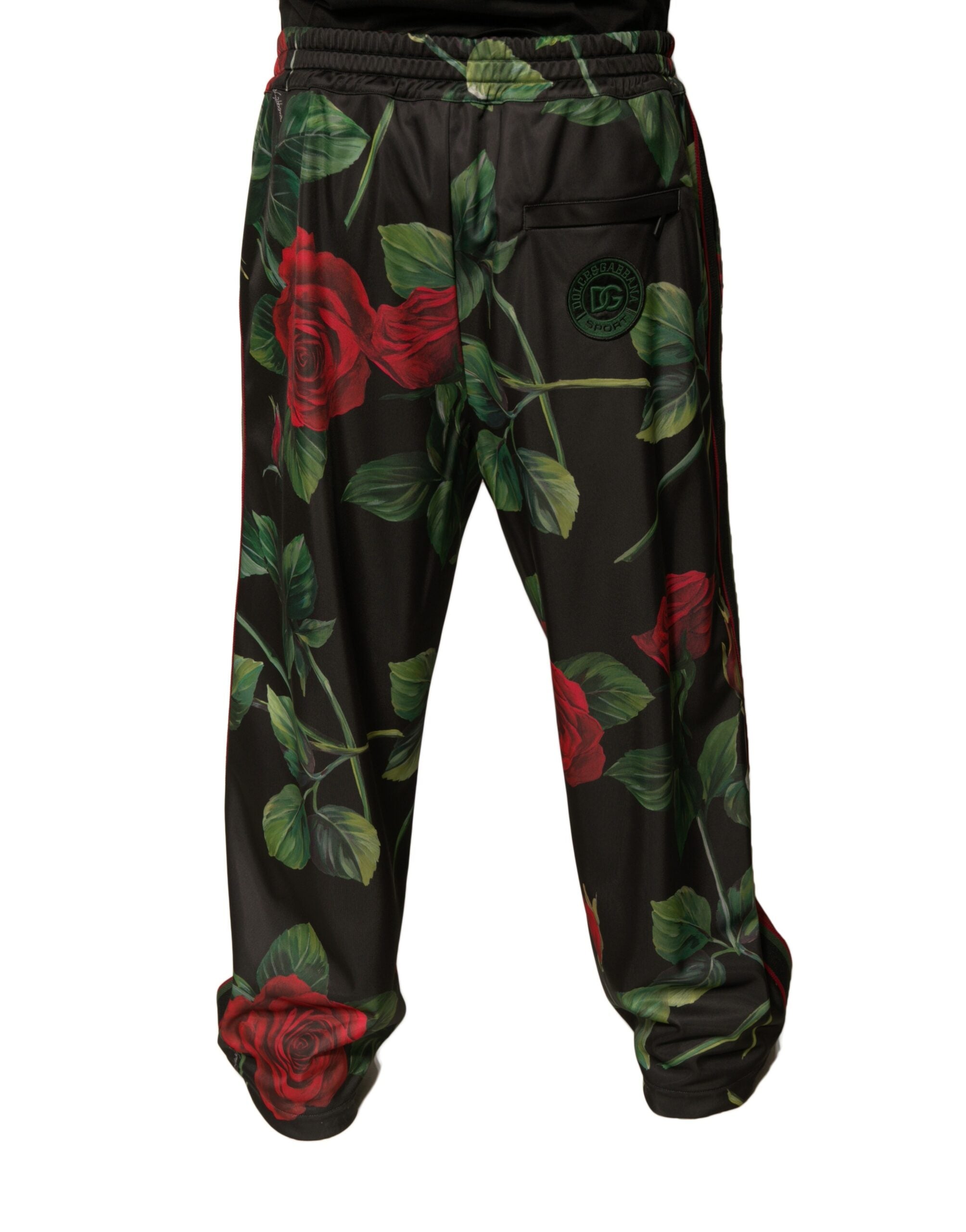 Dolce & Gabbana Black Floral Polyester Jogger Sweatpants Trousers-4