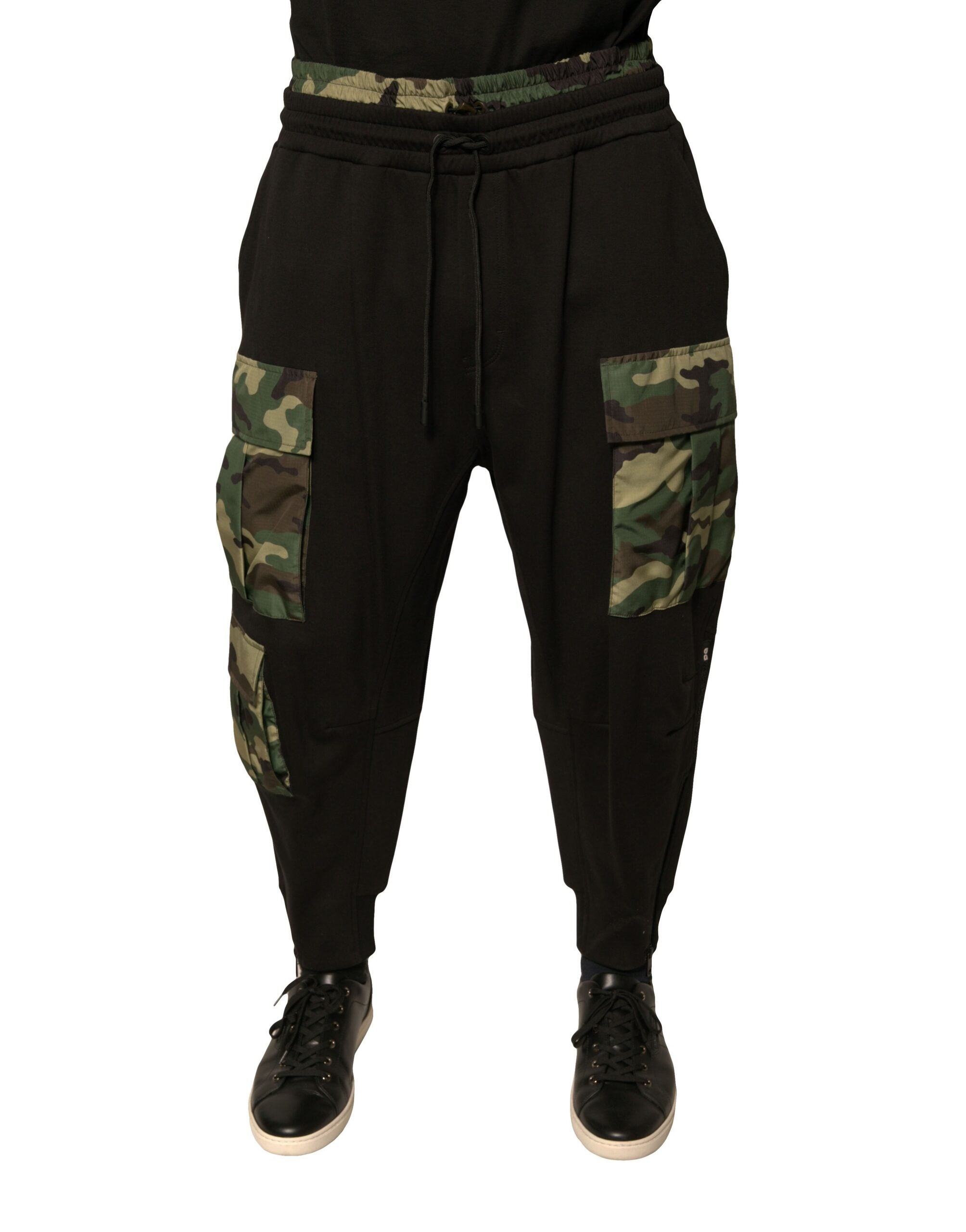 Dolce & Gabbana Black Camouflage Cotton Jogger Cargo Pants-2