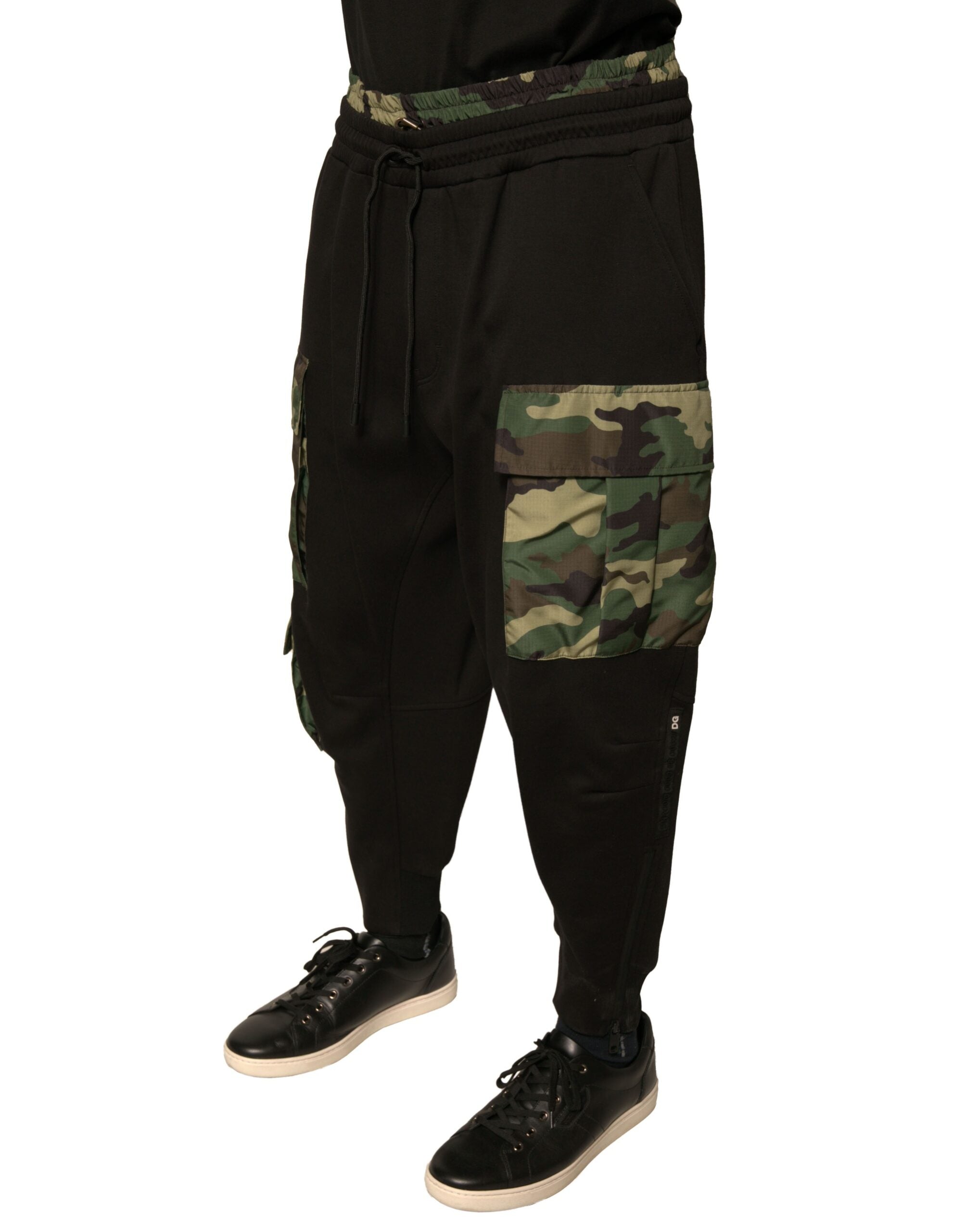 Dolce & Gabbana Black Camouflage Cotton Jogger Cargo Pants-3