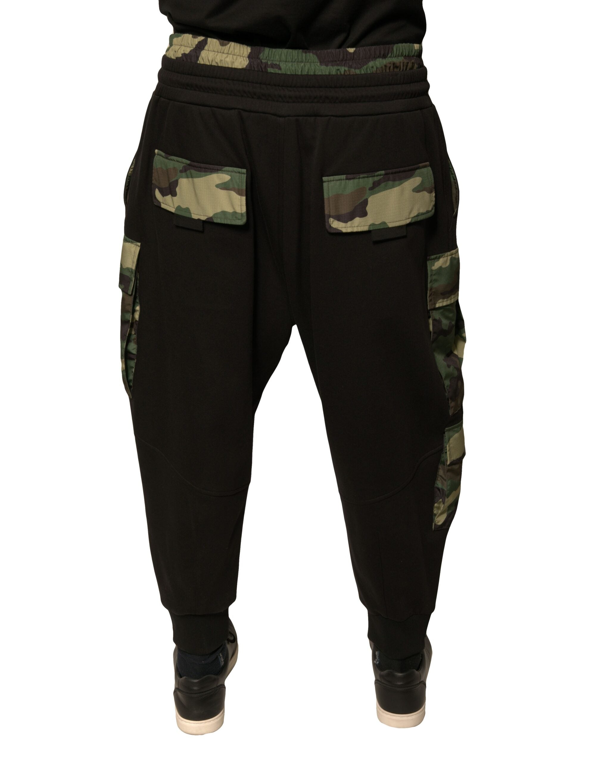 Dolce & Gabbana Black Camouflage Cotton Jogger Cargo Pants-4
