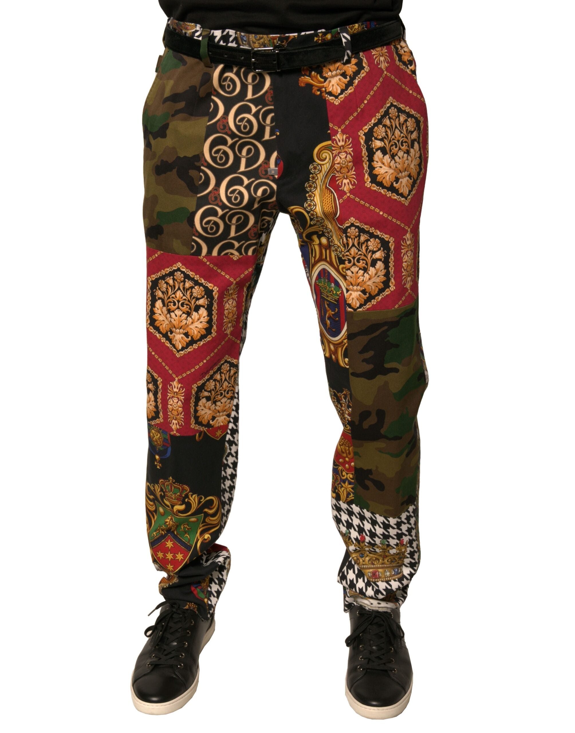 Dolce & Gabbana Multicolor Patchwork Men's Dress Trousers-1
