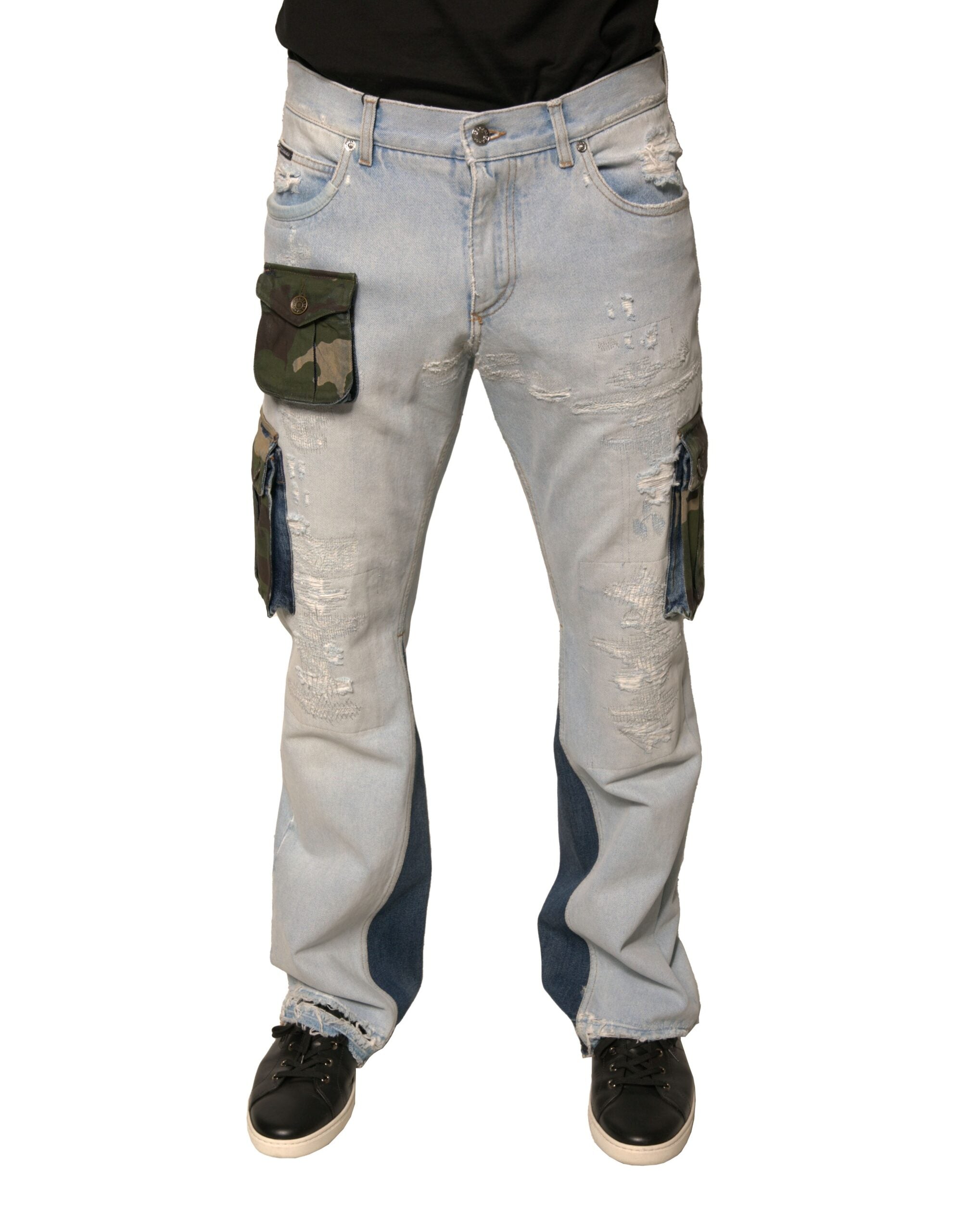 Dolce & Gabbana Light Blue Cotton Cargo Straight Denim Jeans-2