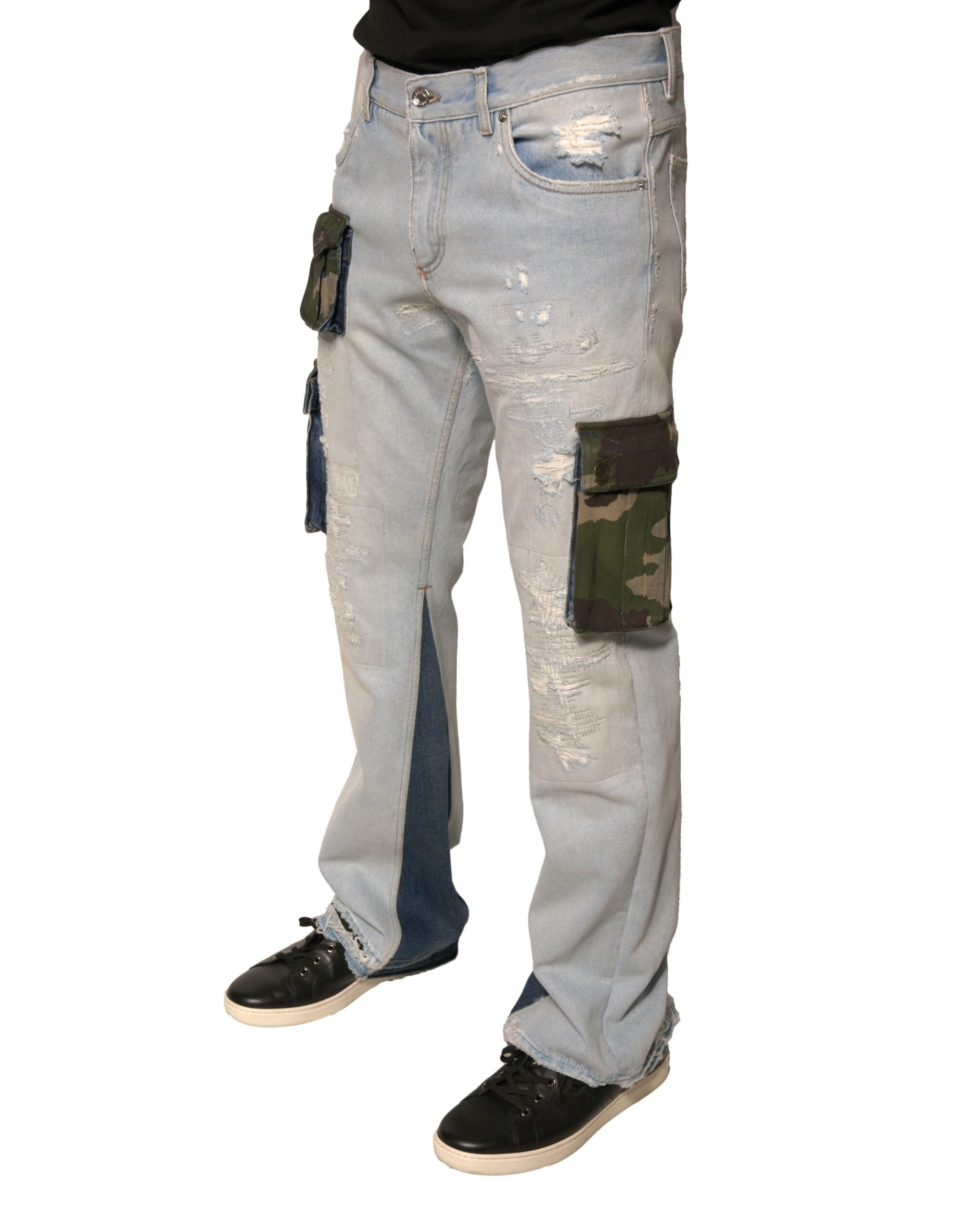 Dolce & Gabbana Light Blue Cotton Cargo Straight Denim Jeans-3