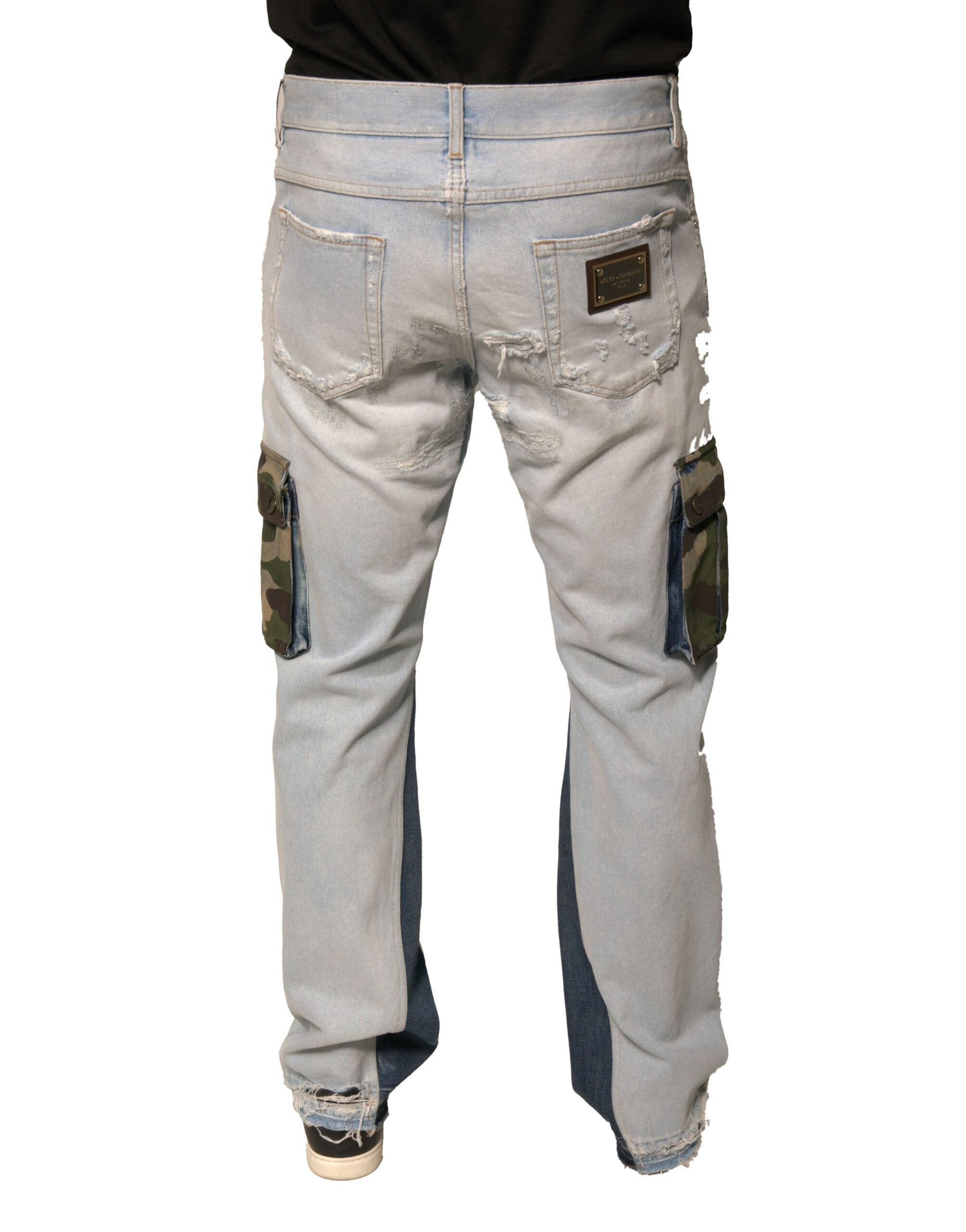 Dolce & Gabbana Light Blue Cotton Cargo Straight Denim Jeans-4