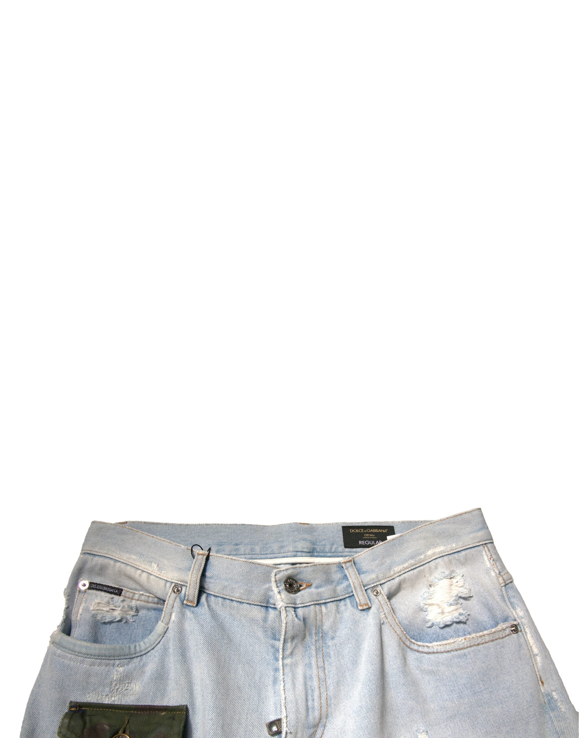 Dolce & Gabbana Light Blue Cotton Cargo Straight Denim Jeans-5