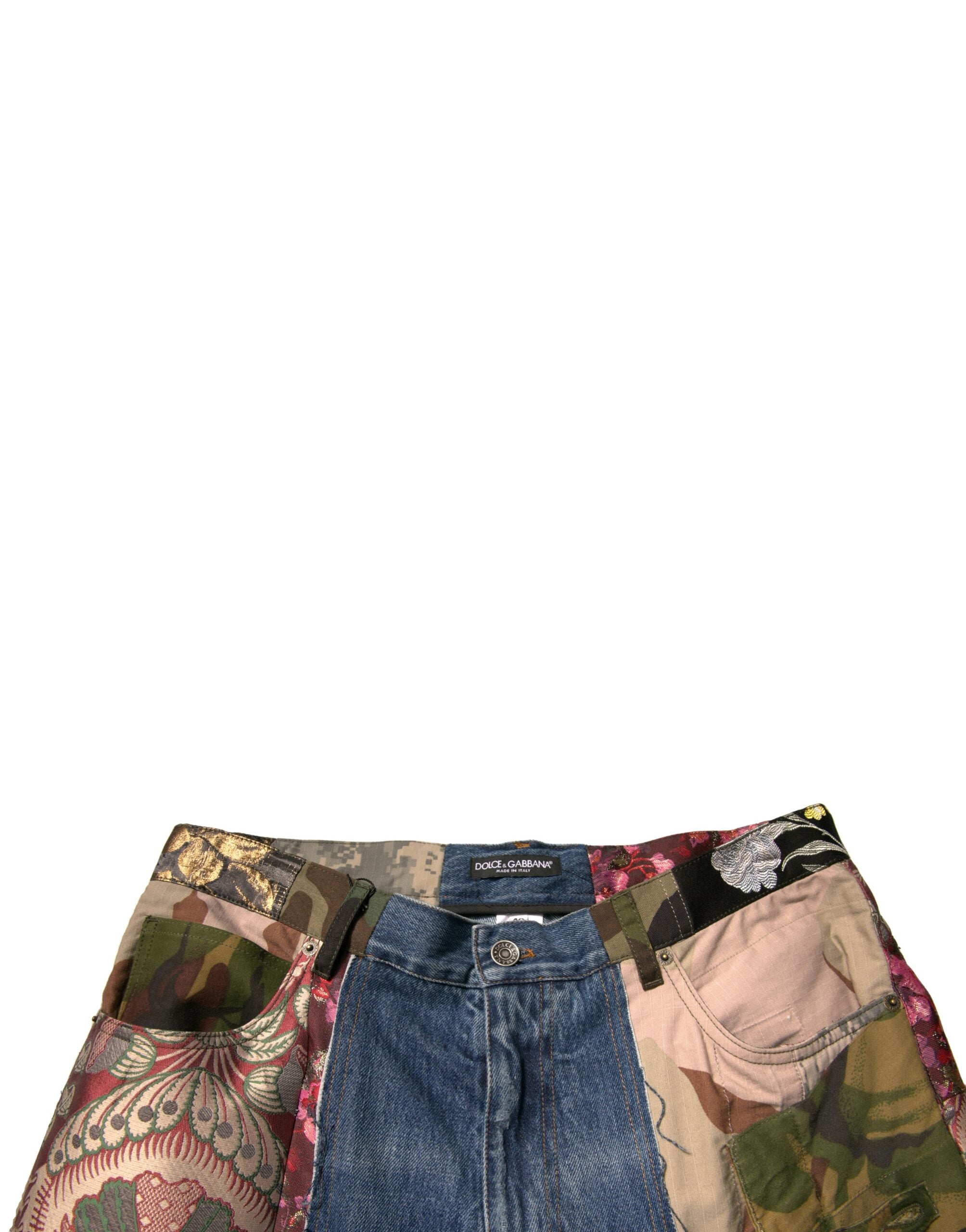 Dolce & Gabbana Blue Patchwork Cotton Straight Denim Jeans-5