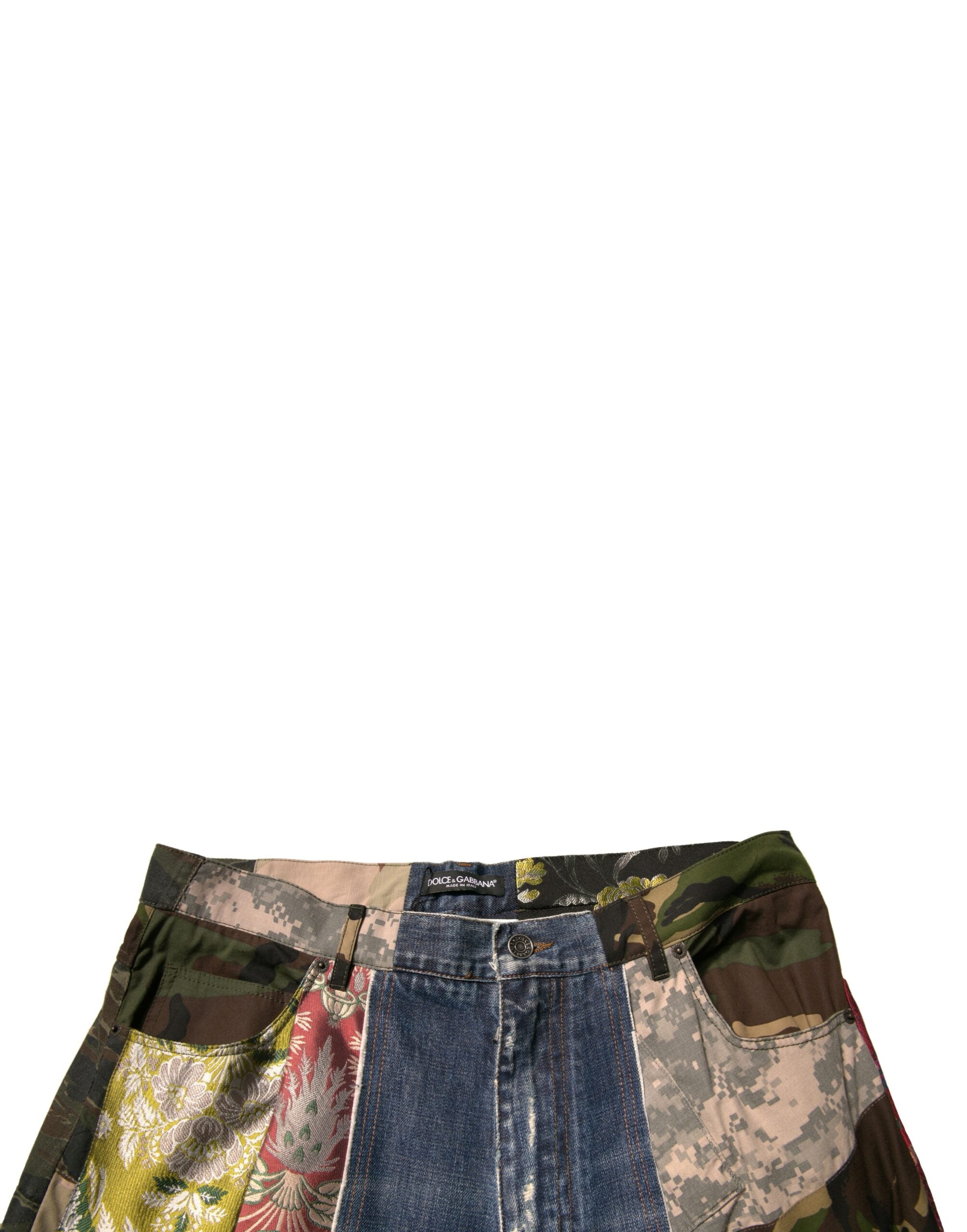Dolce & Gabbana Blue Patchwork Cotton Straight Denim Jeans-5