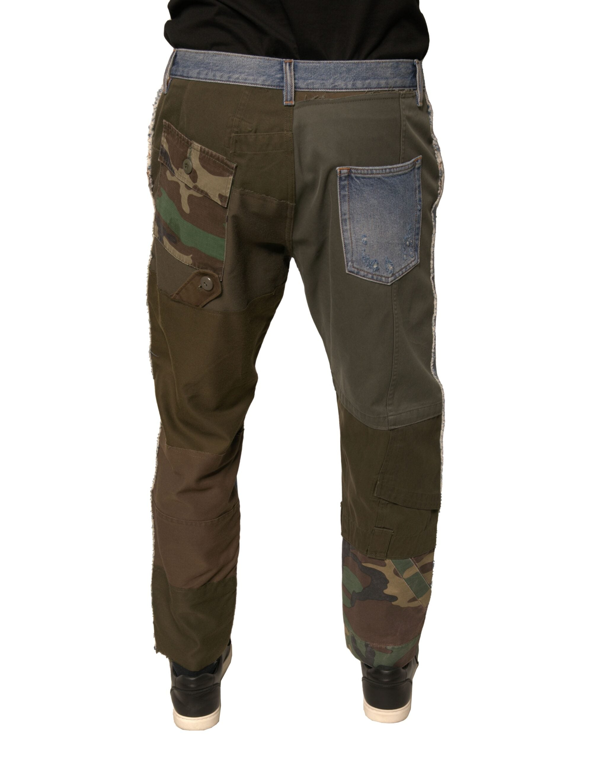 Dolce & Gabbana Blue Tattered Straight Cropped Denim Jeans-4