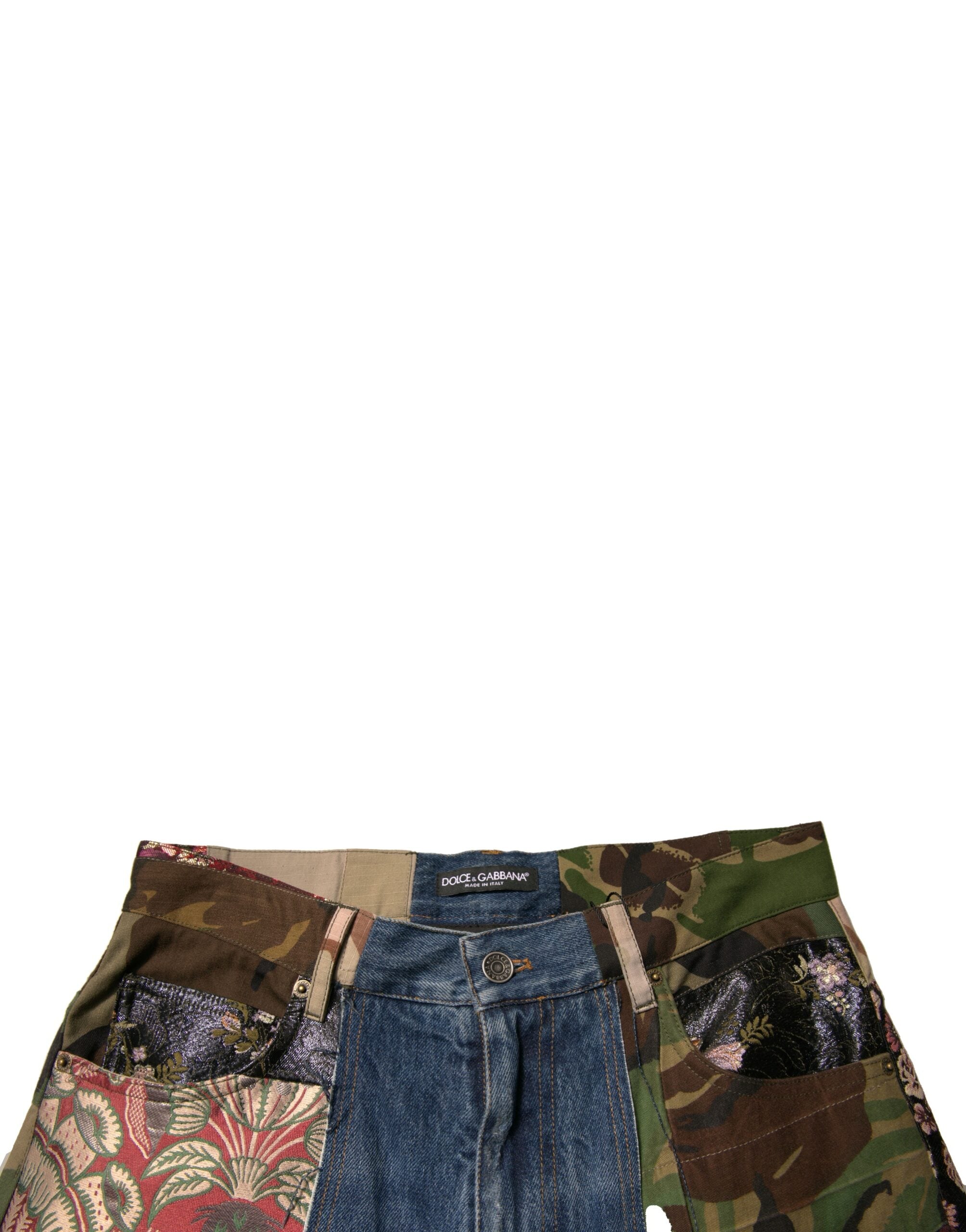 Dolce & Gabbana Blue Patchwork Cotton Straight Denim Jeans-5