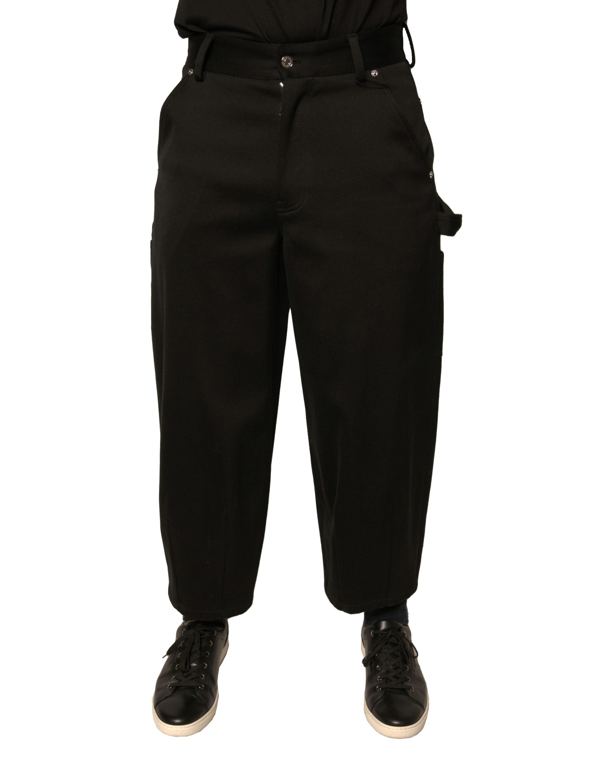 Dolce & Gabbana Black Cotton Cropped Trousers with Mid Waist-2