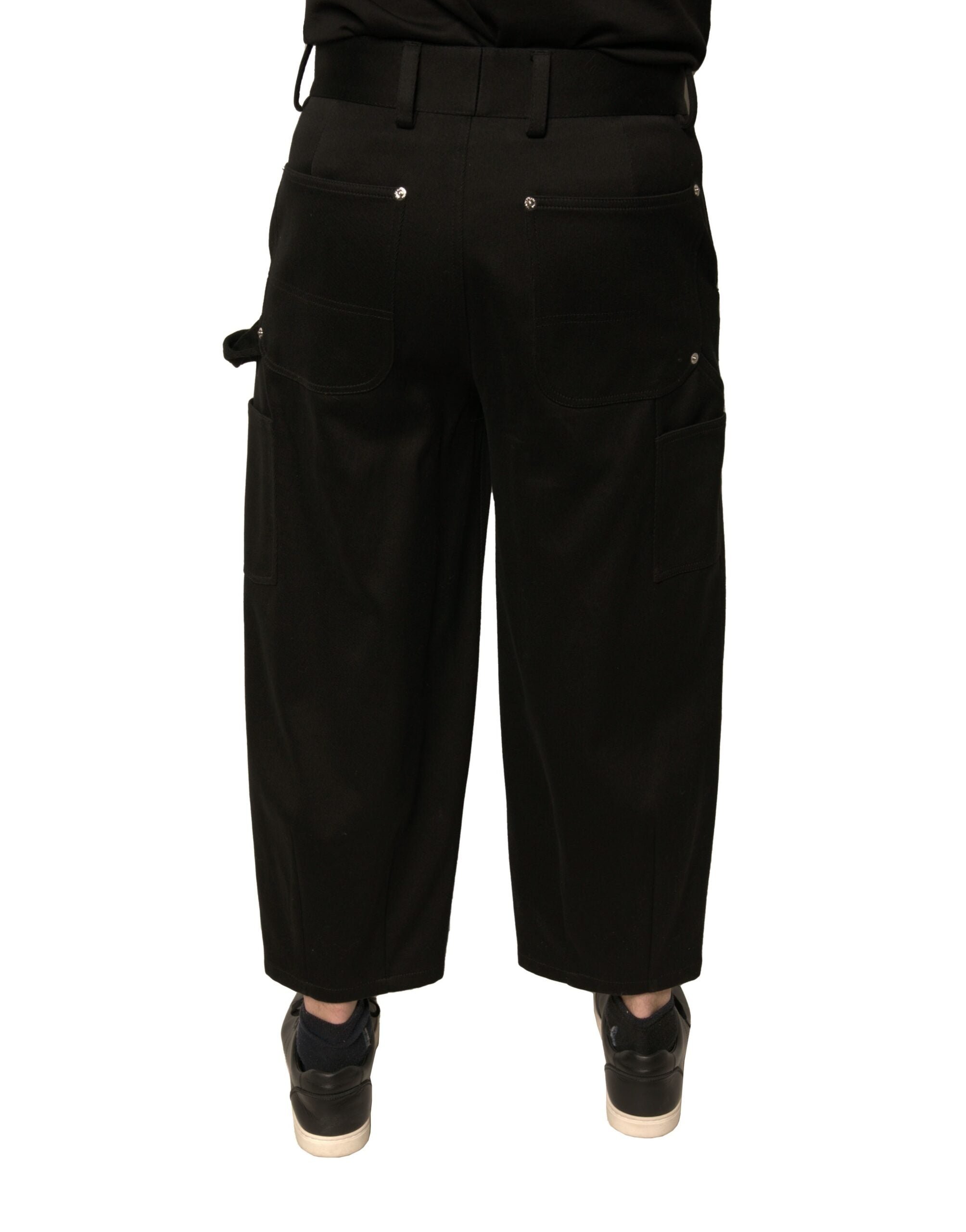 Dolce & Gabbana Black Cotton Cropped Trousers with Mid Waist-4