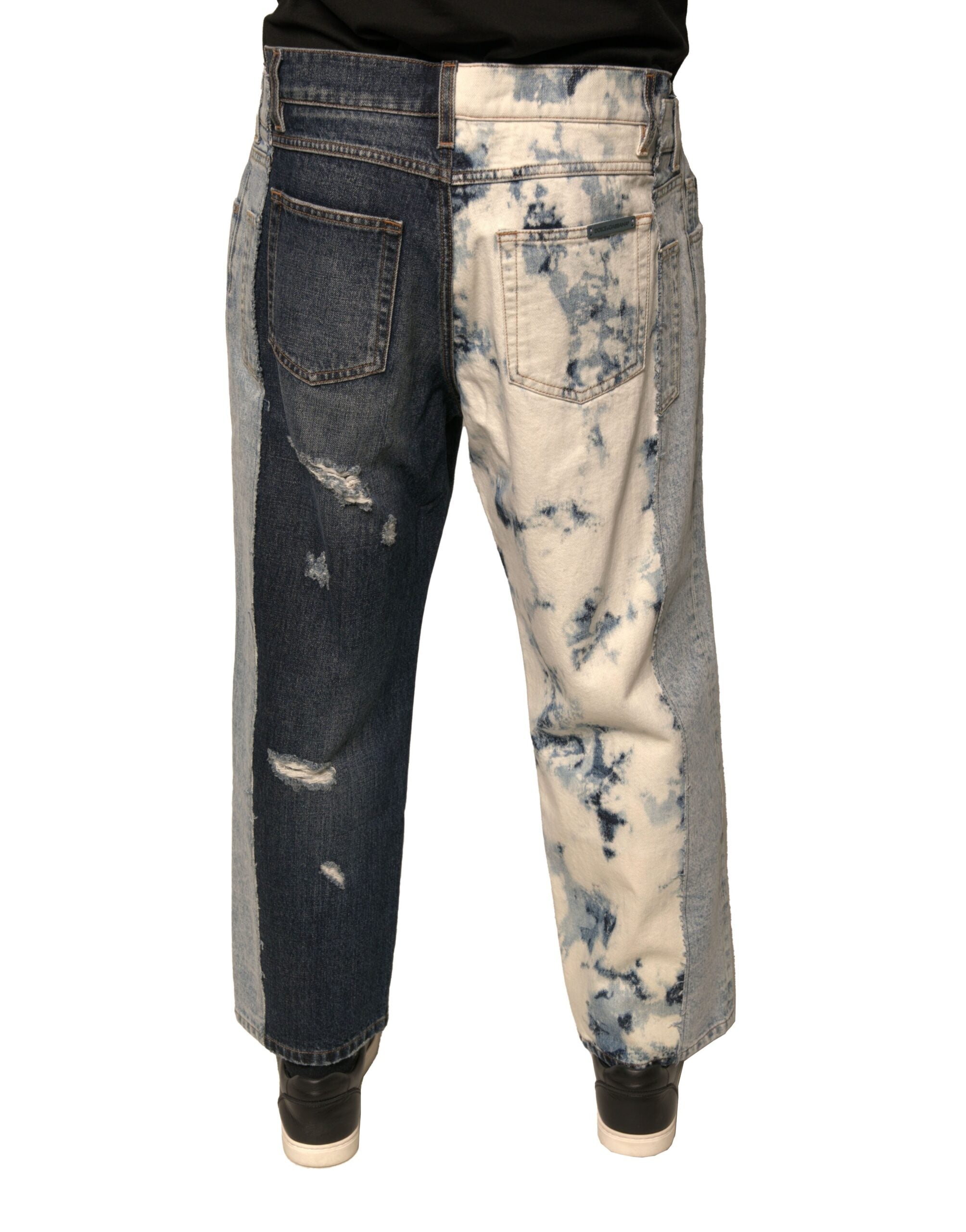 Dolce & Gabbana Multicolor Patchwork Cotton Straight Men's Denim Jeans-4