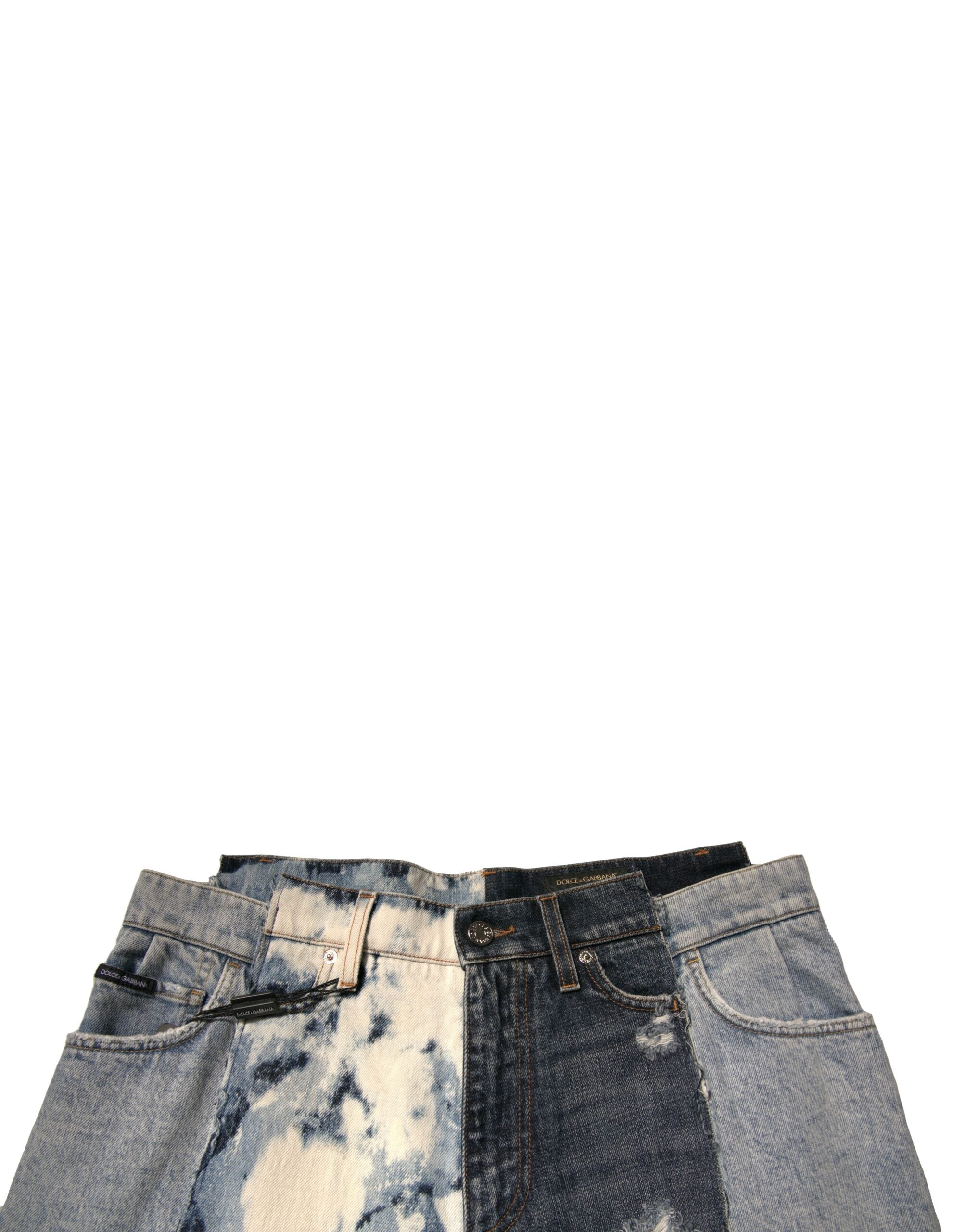 Dolce & Gabbana Multicolor Patchwork Cotton Straight Men's Denim Jeans-5