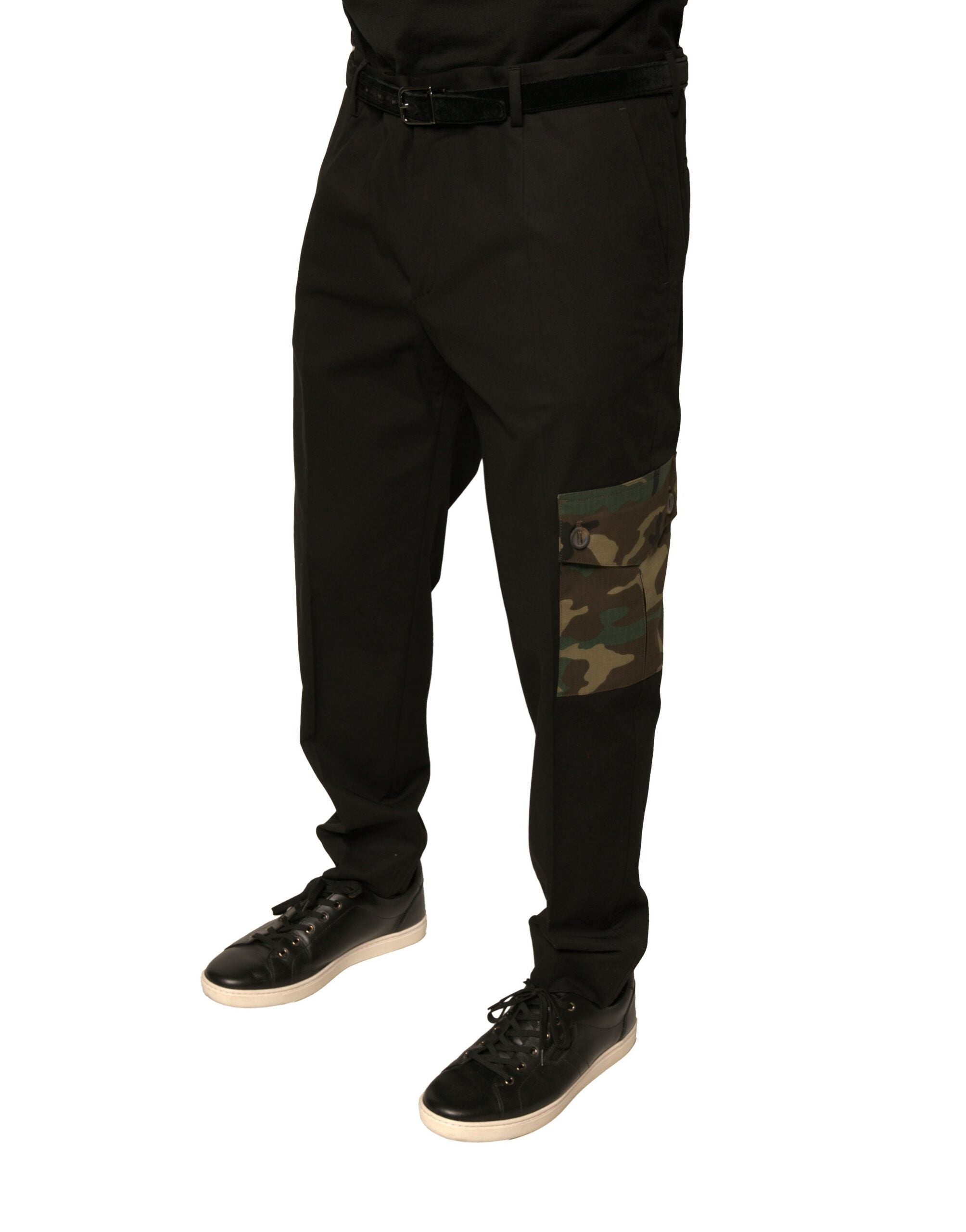 Dolce & Gabbana Schwarze Baumwolle Männer Cargo Freizeithosen-6