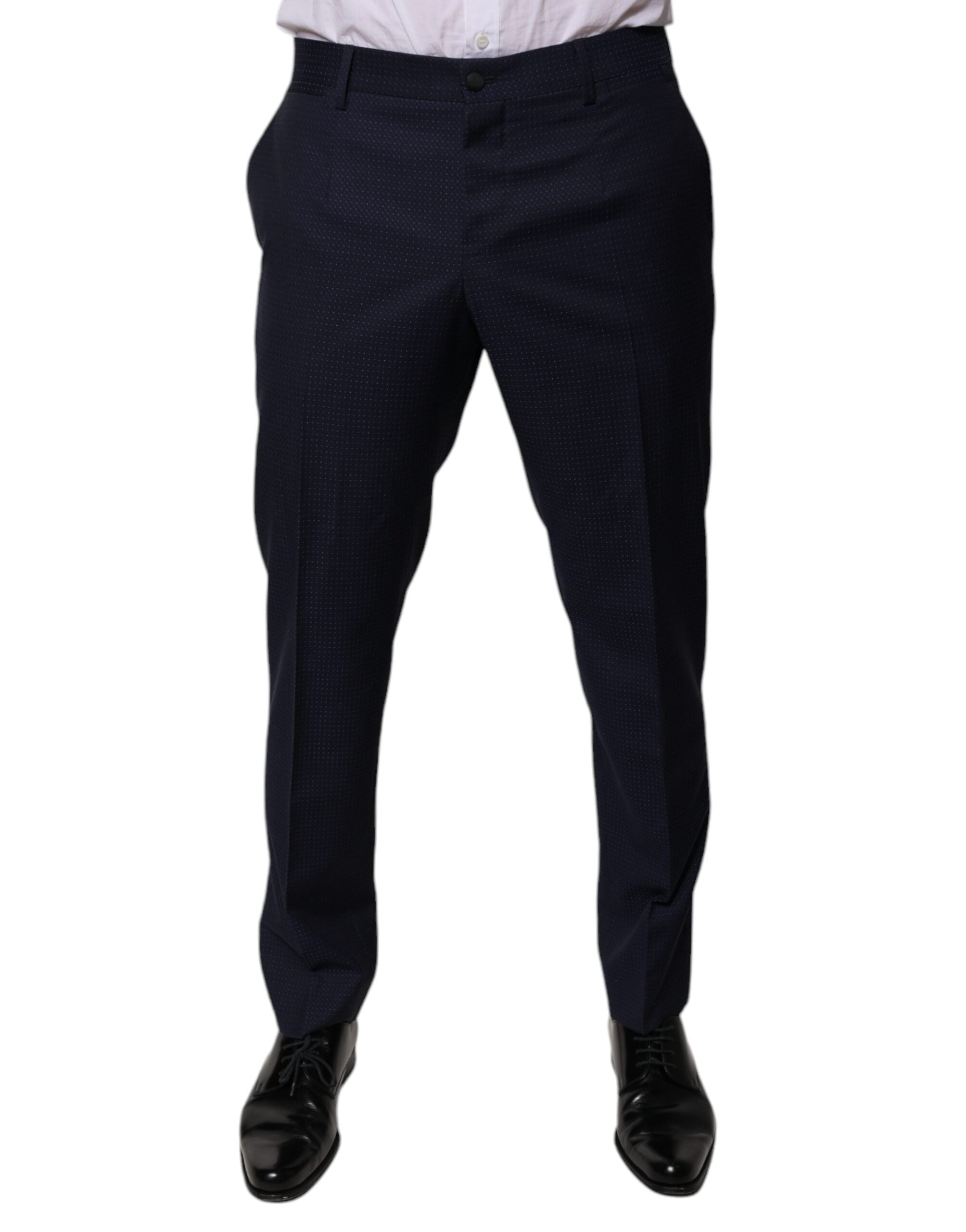 Dolce & Gabbana Dark Blue Cotton Men's Suit Trousers-1