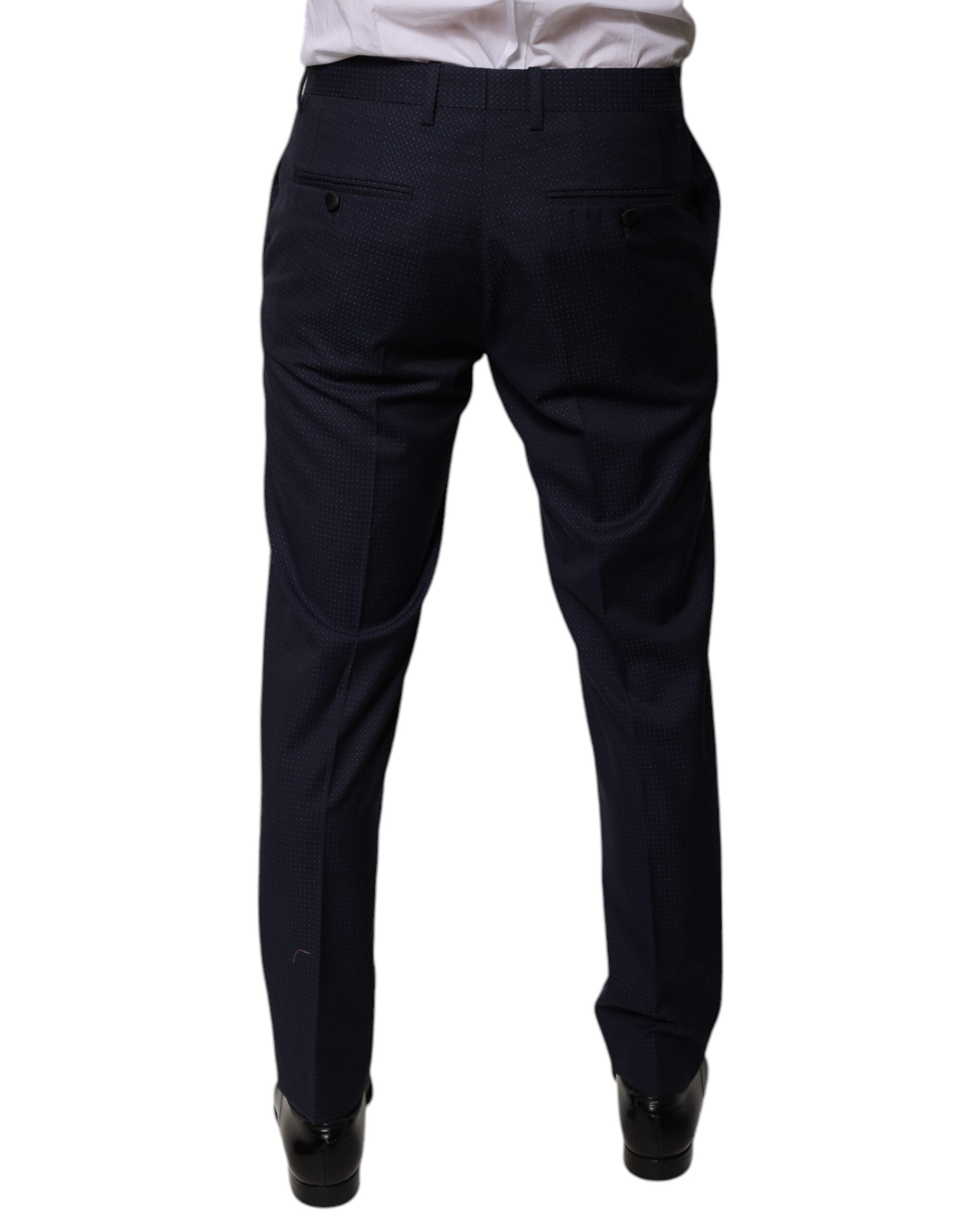 Dolce & Gabbana Dark Blue Cotton Men's Suit Trousers-4