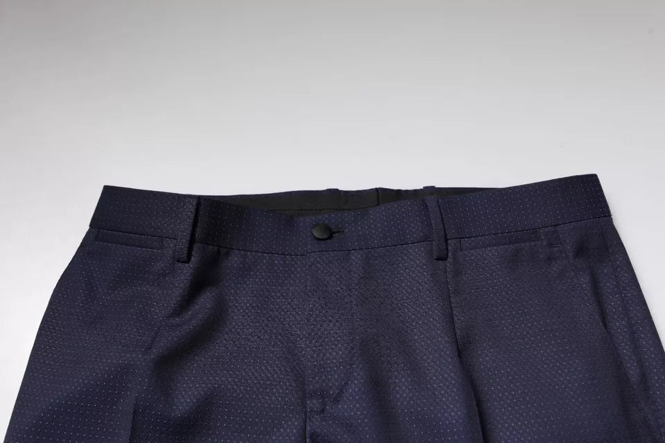 Dolce & Gabbana Dark Blue Cotton Men's Suit Trousers-5
