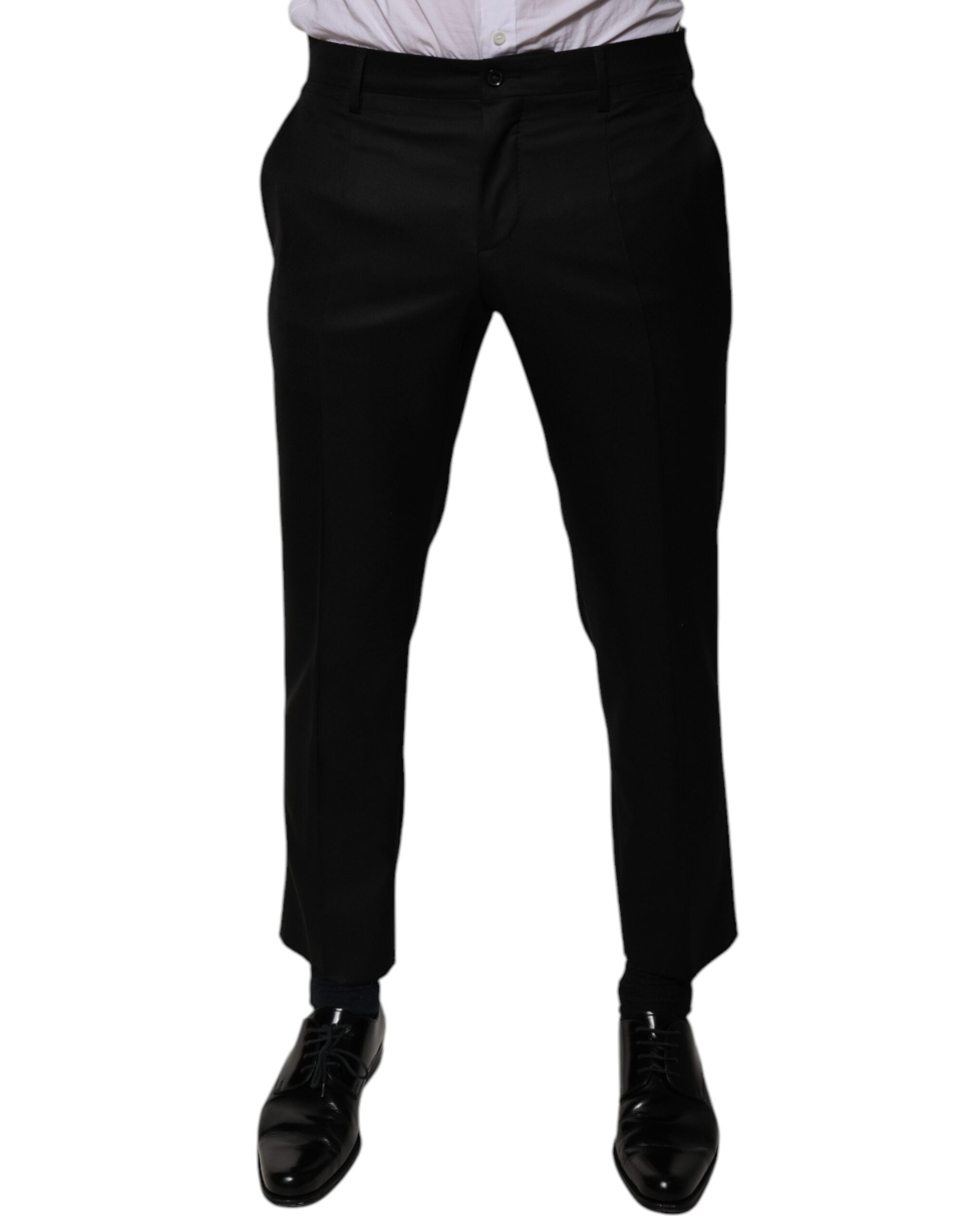 Dolce & Gabbana Schwarze konisch zulaufende formelle Anzughose aus Wolle-2
