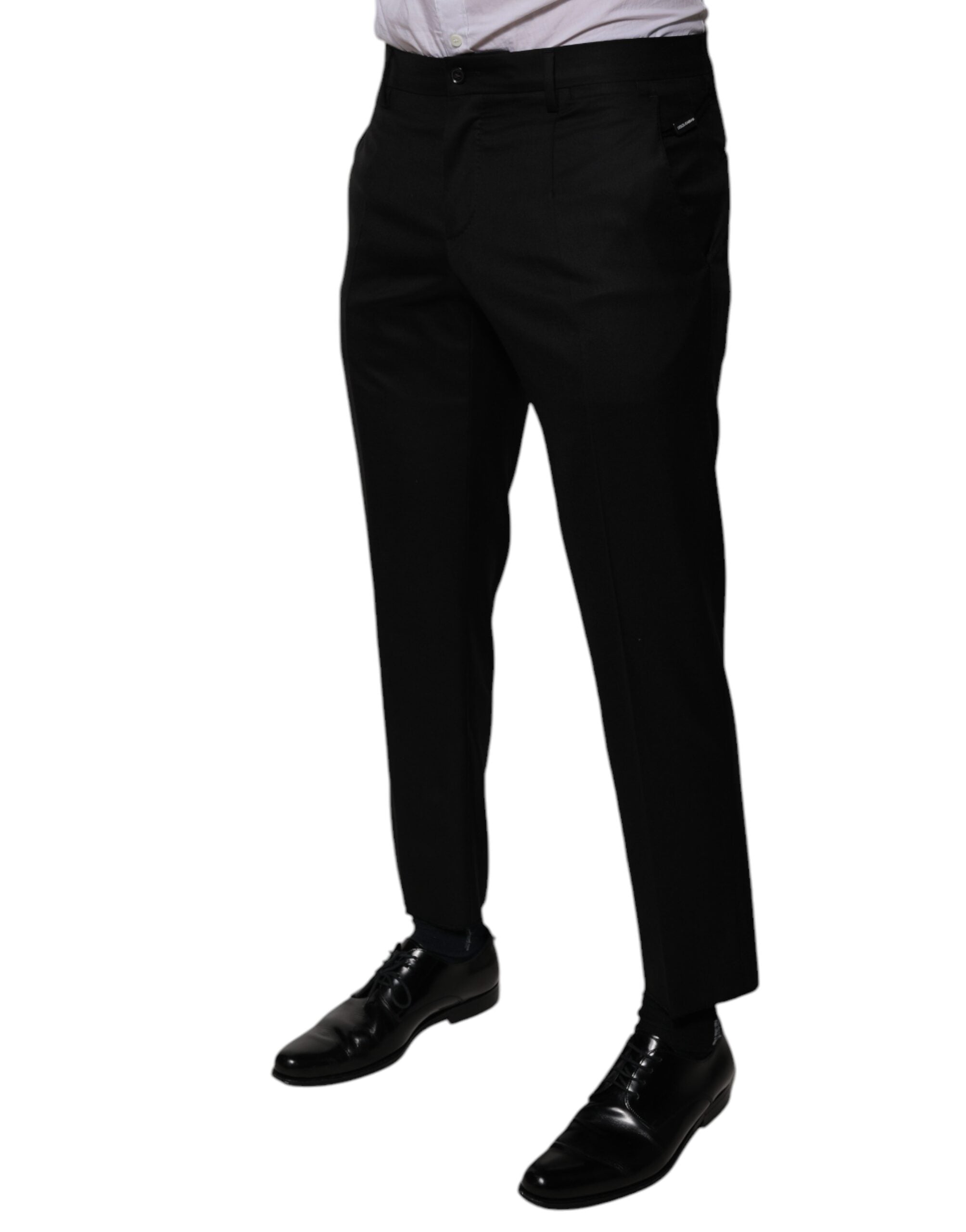 Dolce & Gabbana Schwarze konisch zulaufende formelle Anzughose aus Wolle-3