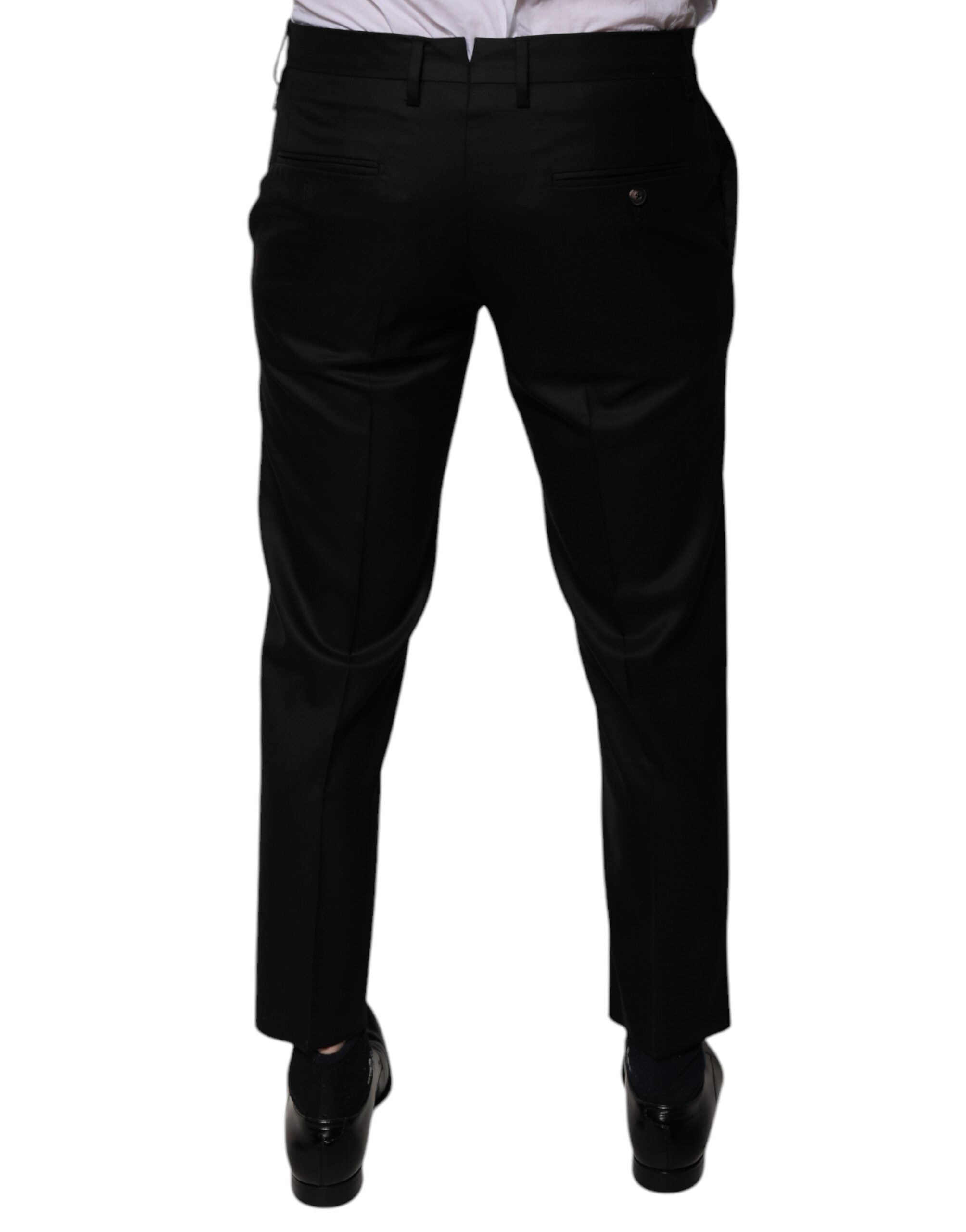 Dolce & Gabbana Schwarze konisch zulaufende formelle Anzughose aus Wolle-4