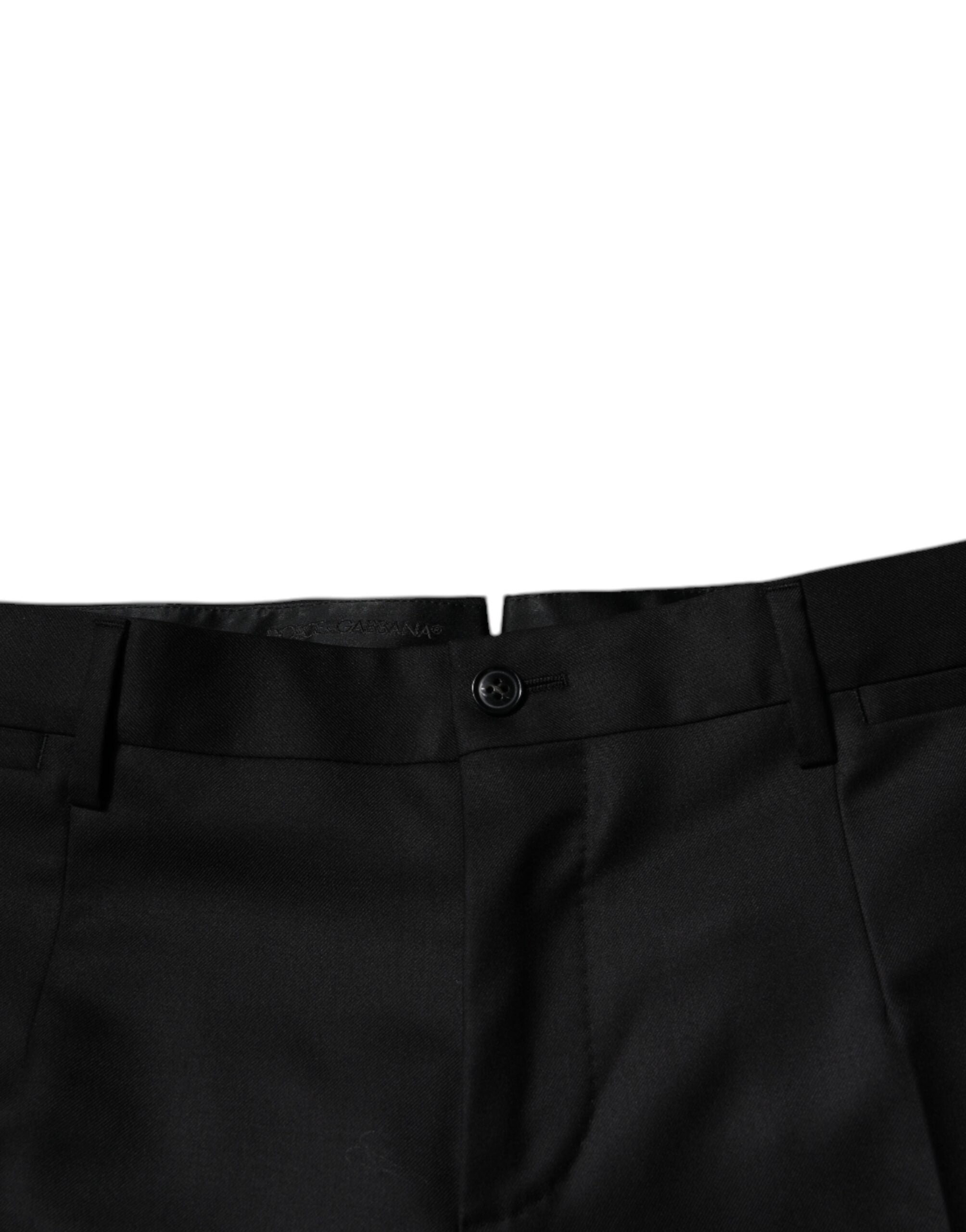 Dolce & Gabbana Schwarze konisch zulaufende formelle Anzughose aus Wolle-5
