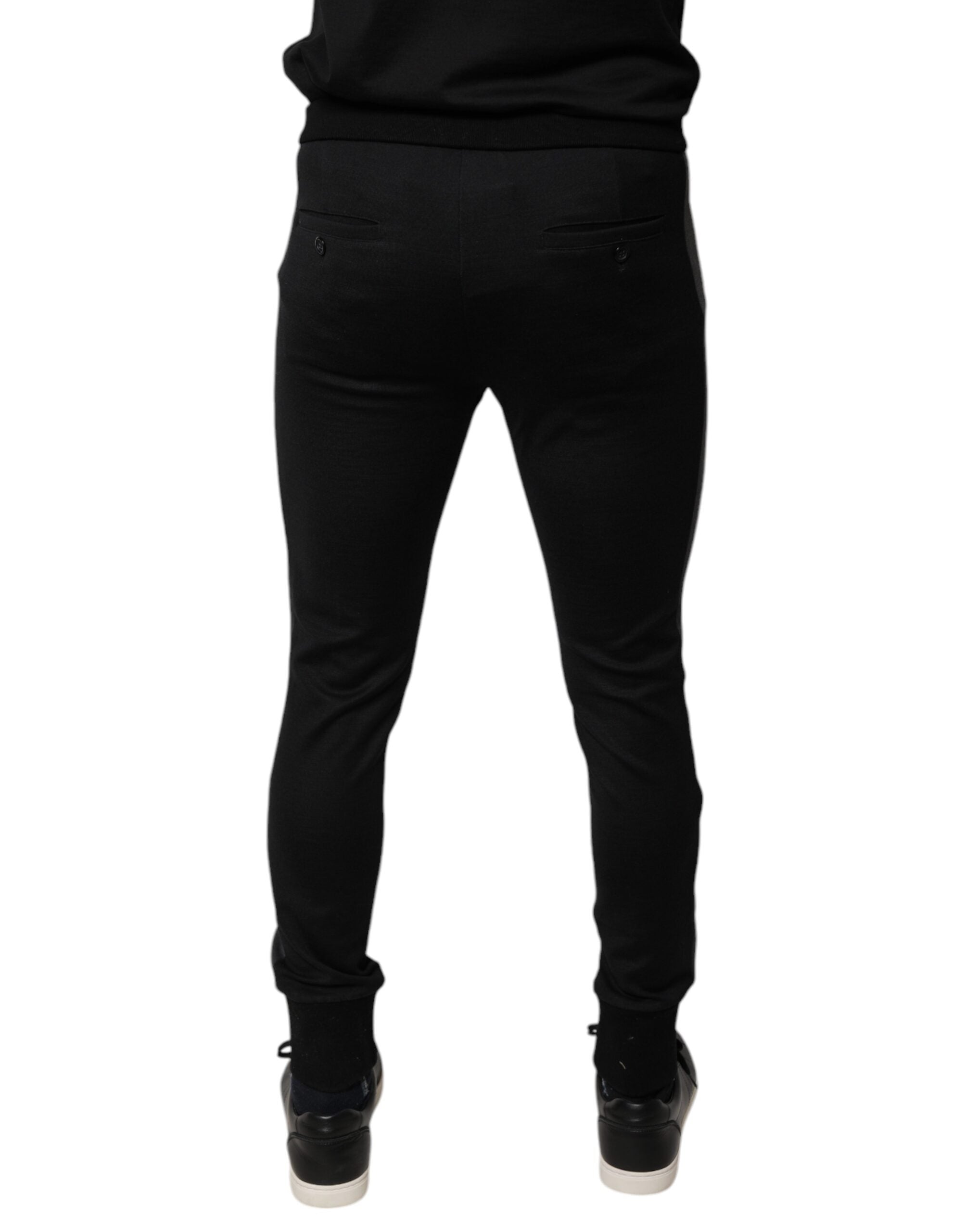 Dolce & Gabbana Schwarze Slim Fit-Hose aus Wolle mit Hufeisenverzierung-4