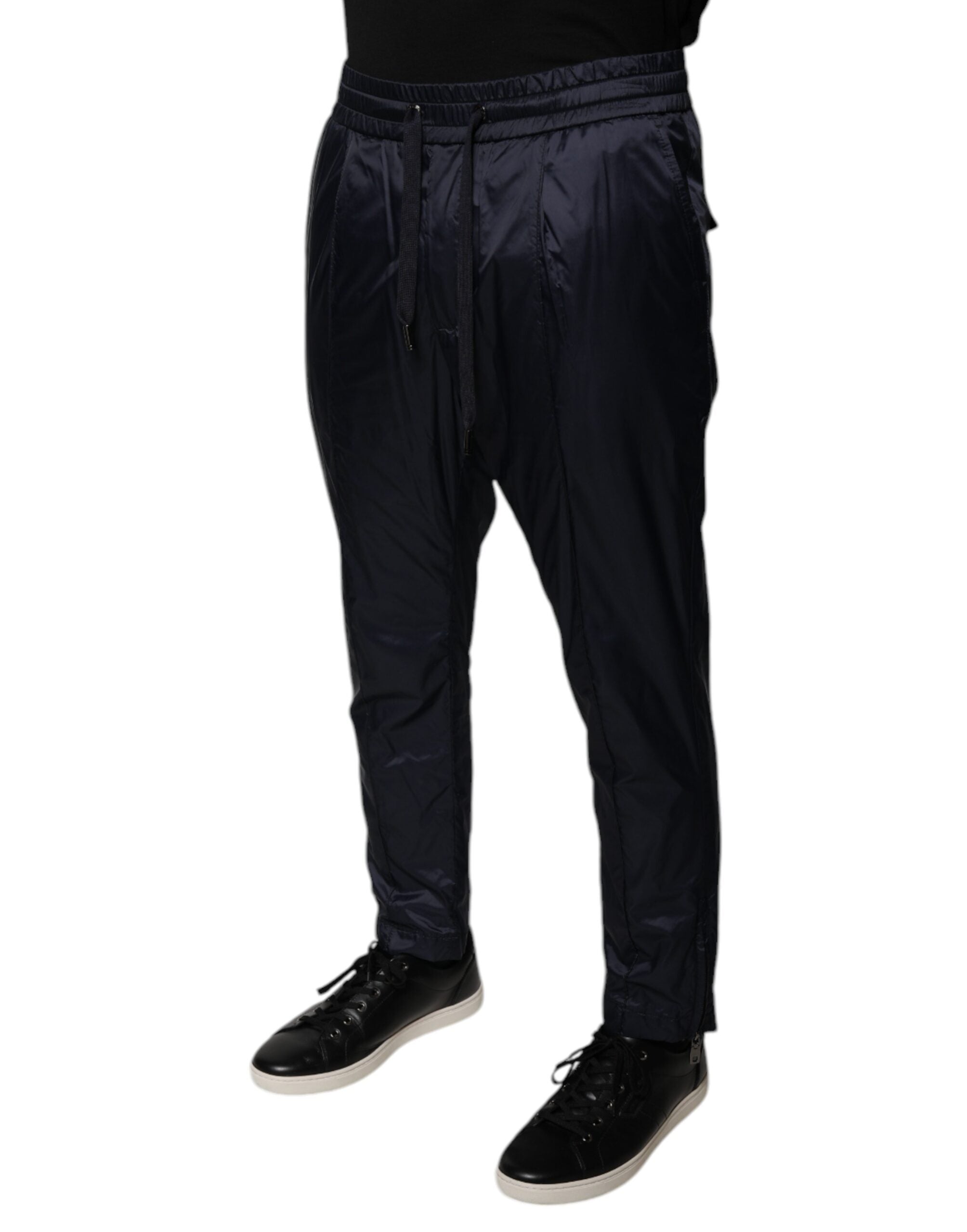 Pantalones deportivos ajustados de algodón azul oscuro de Dolce & Gabbana-3