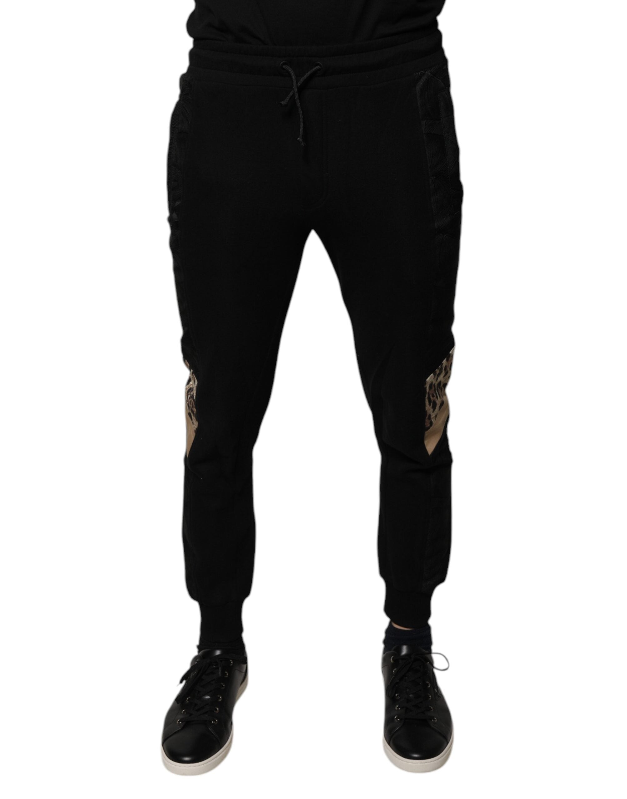 Dolce & Gabbana Black Leopard Slim Fit Jogger Pants-1