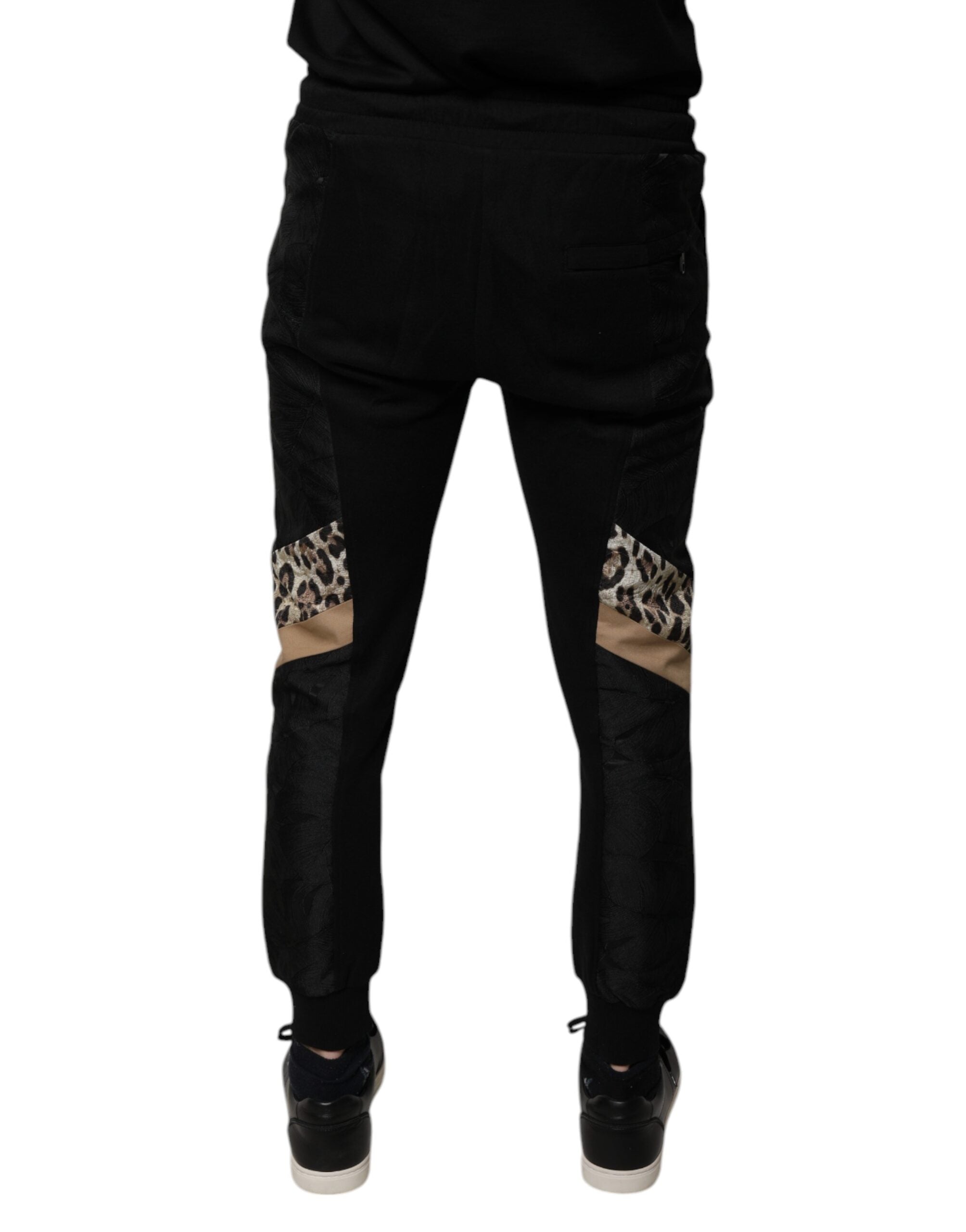 Dolce & Gabbana Black Leopard Slim Fit Jogger Pants-4