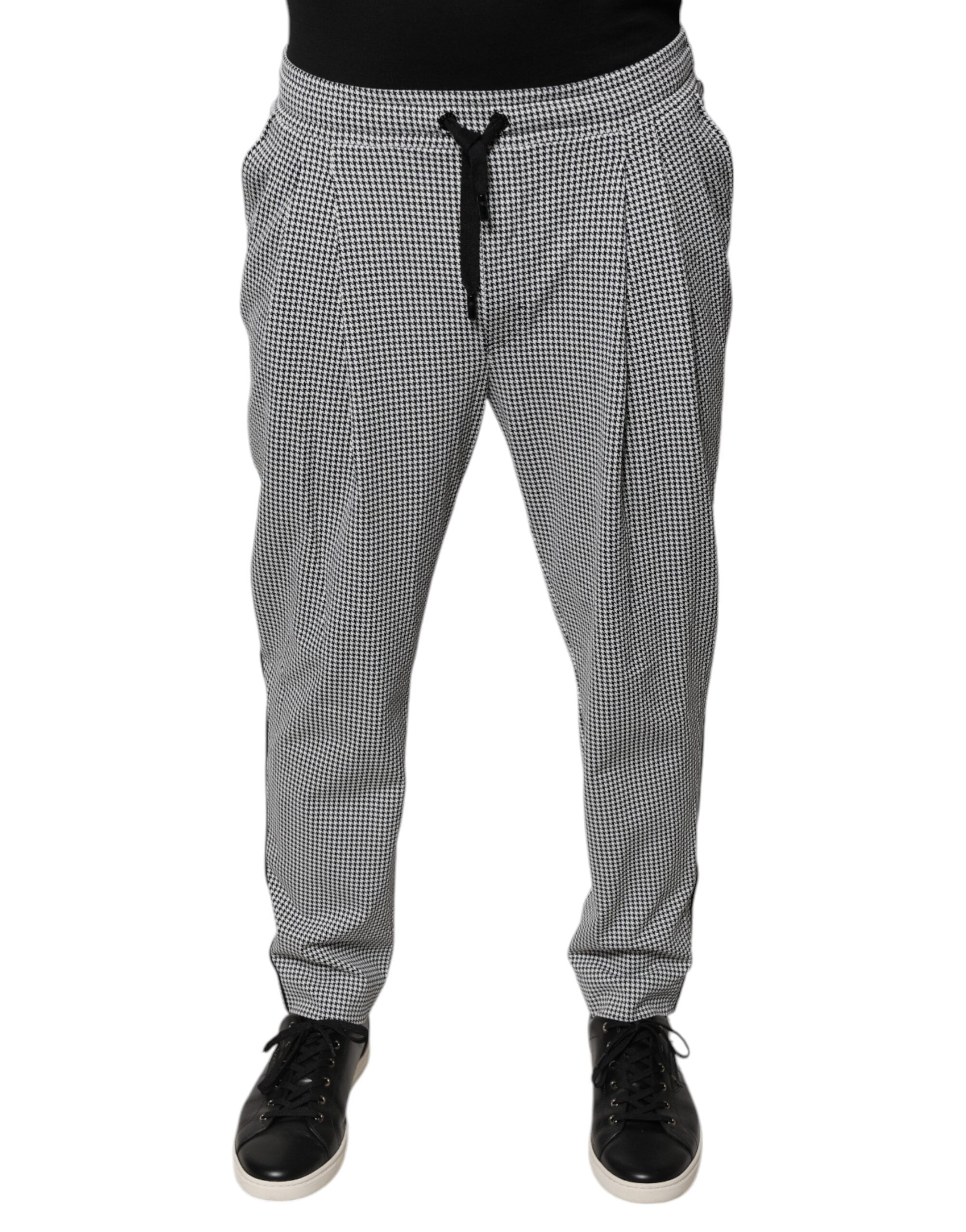 Pantalones de vestir ajustados con estampado de pata de gallo en blanco y negro de Dolce & Gabbana-2