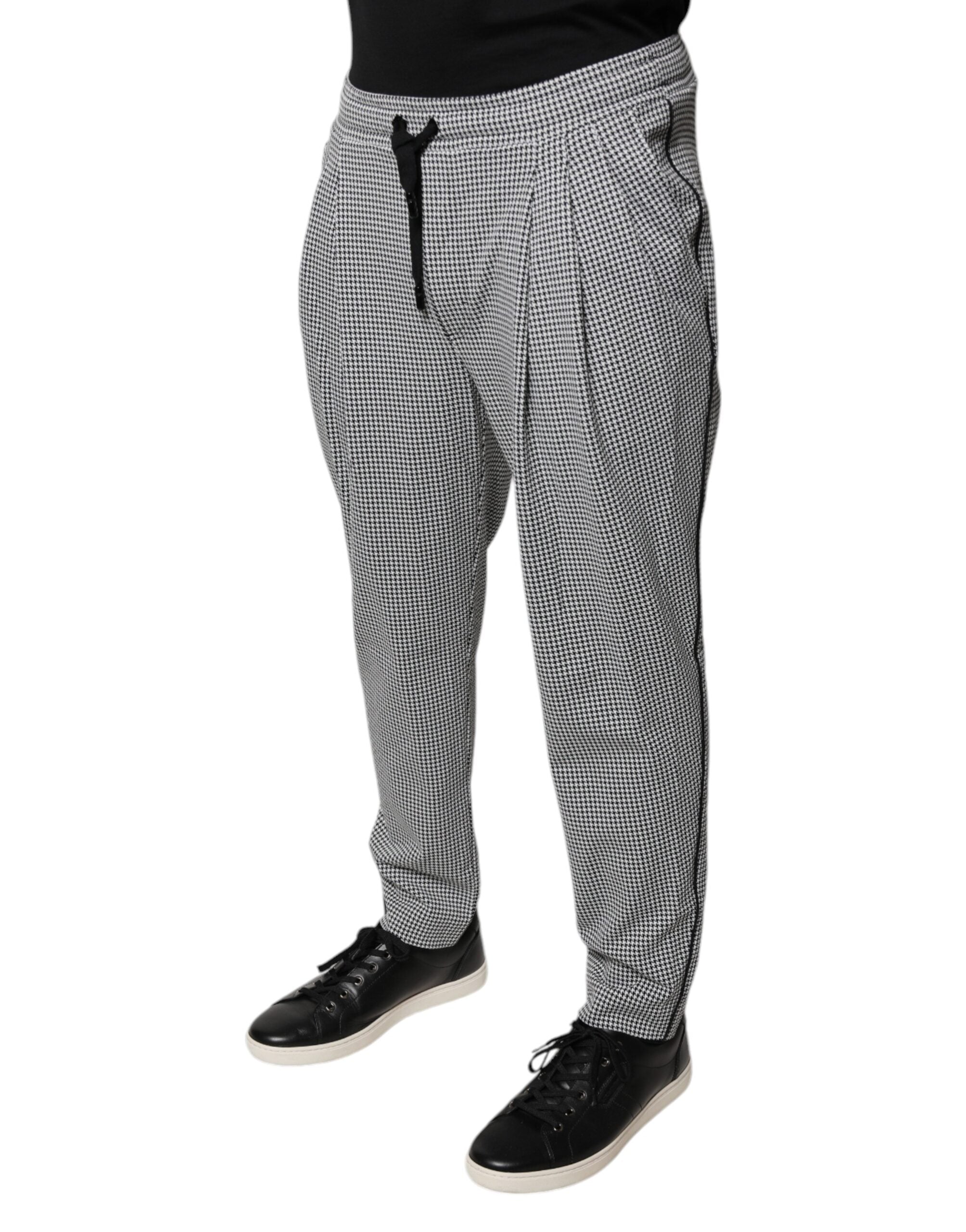 Pantalones de vestir ajustados con estampado de pata de gallo en blanco y negro de Dolce & Gabbana-3