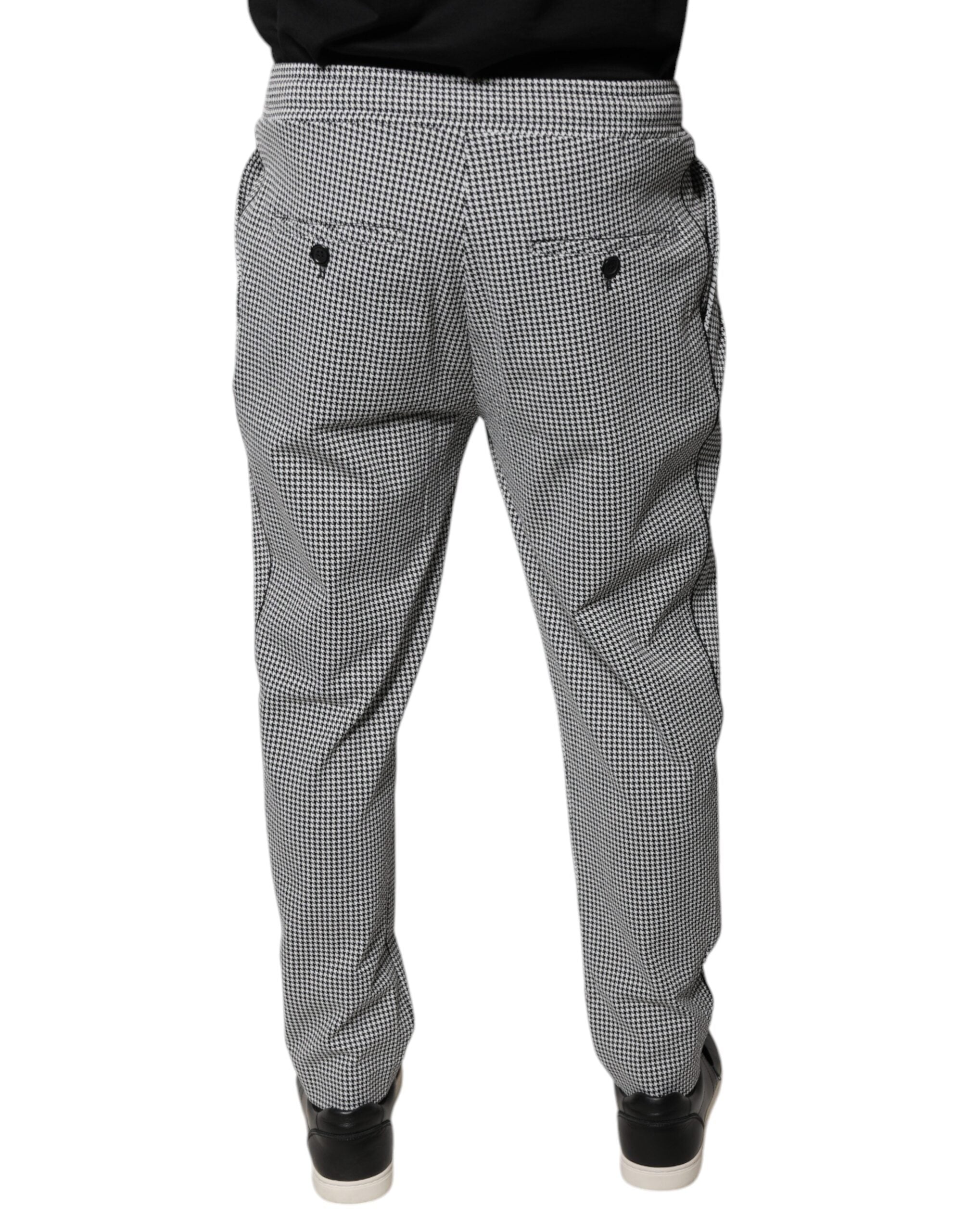 Pantalones de vestir ajustados con estampado de pata de gallo en blanco y negro de Dolce & Gabbana-4